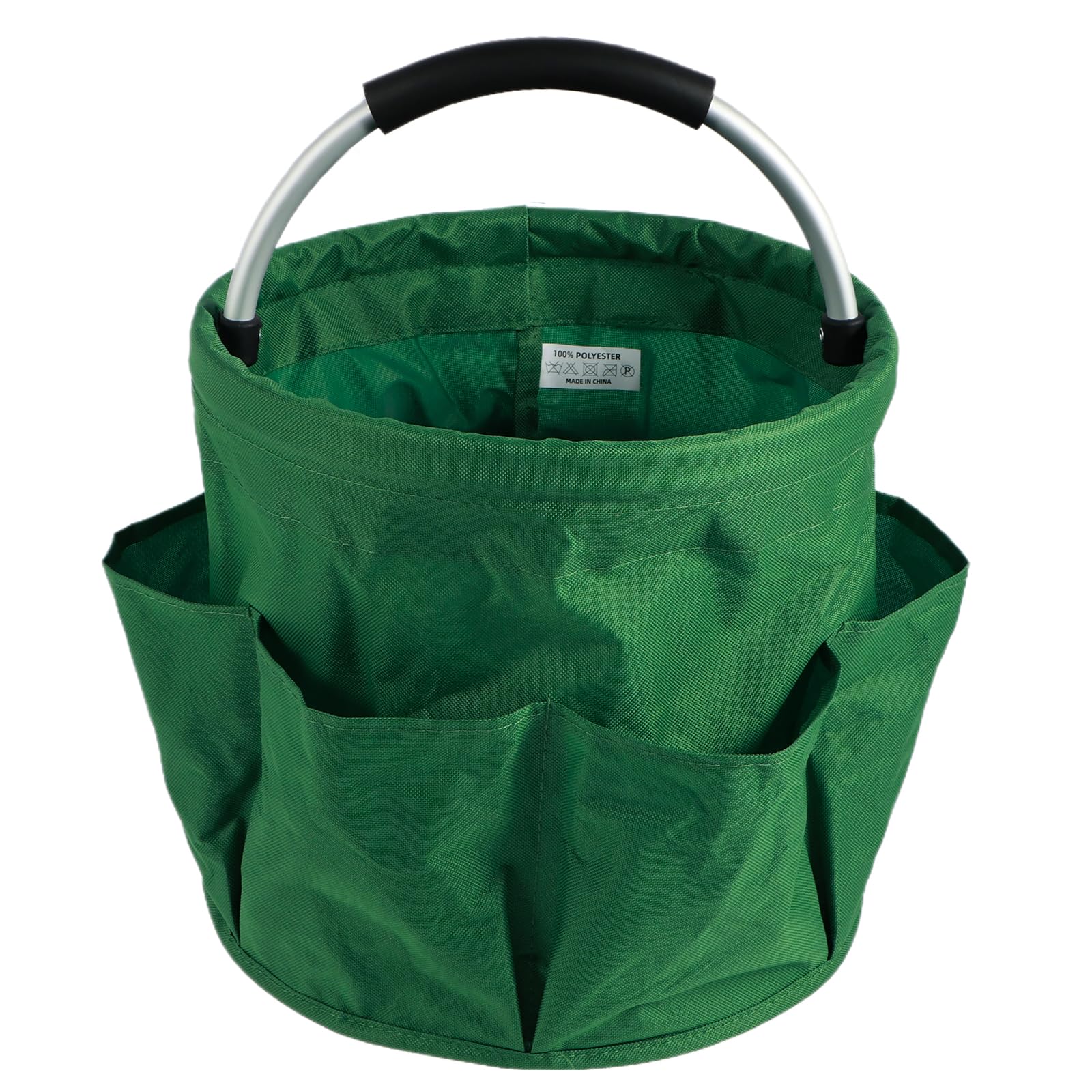 Sutowe Gardening Storage Tote with Aluminum Handle 6 Pockets Folding Garden Tool Bag 17L Large Capacity Cleaning Organizer Caddy Multifunctional Picnic Basket Portable Car Storage Caddy(green)