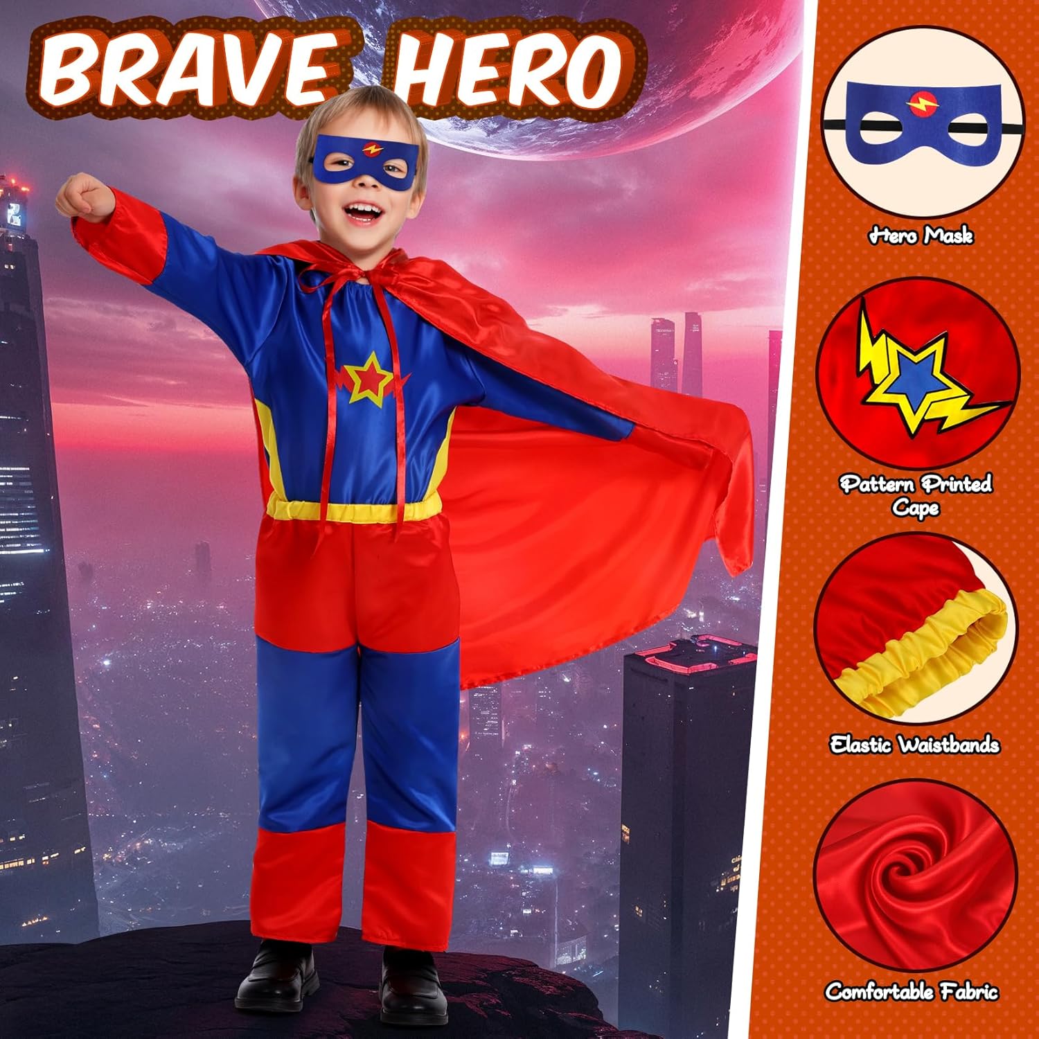 Toddler Dress Up Clothes Boys Dress Up Costumes for Kids Pretend Play, Firefighter, Police, Astronaut, Hero Capes for Kids Birthday Halloween Costumes Christmas Toys Gifts for Boys Girls Age 3-6 - Image 4