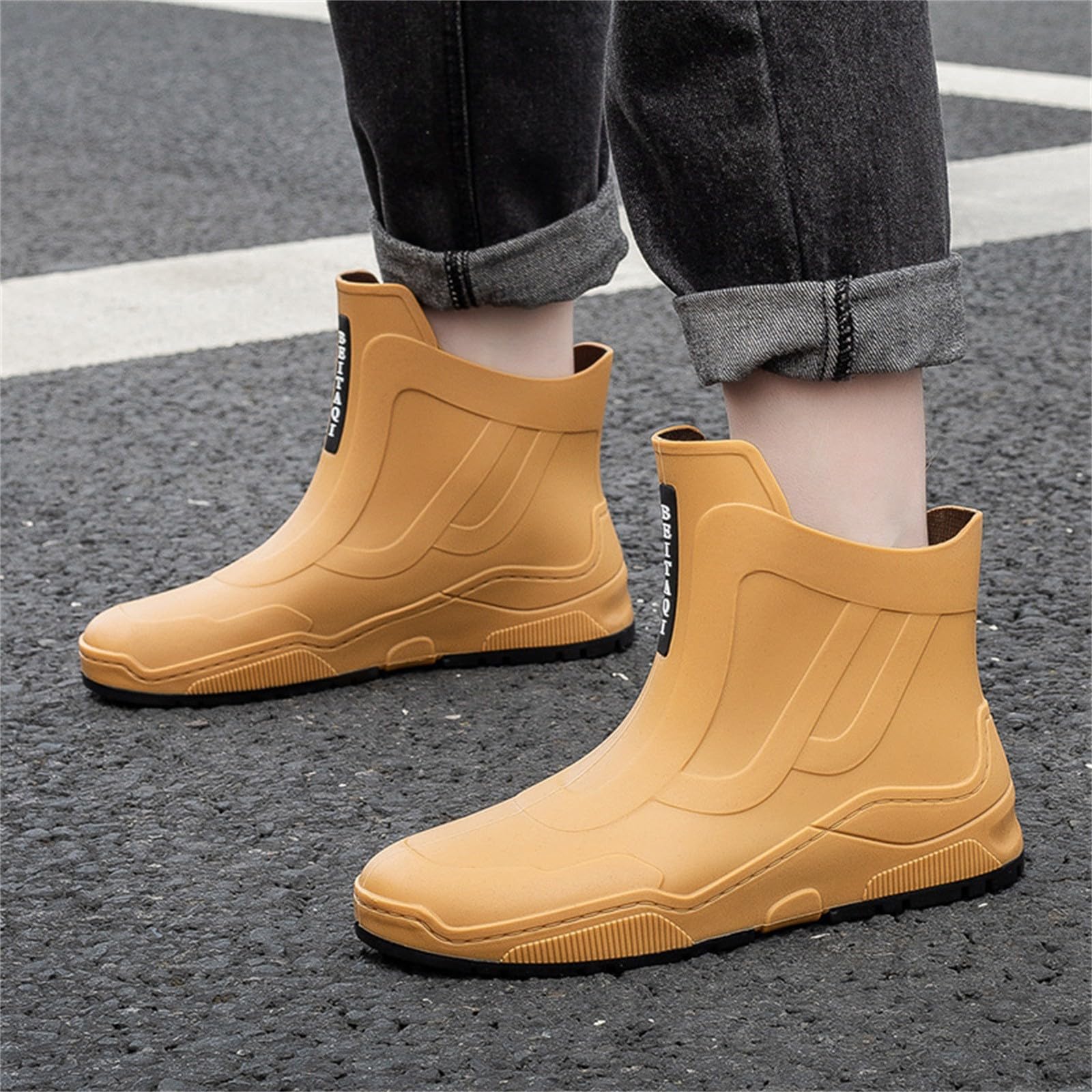 Scarpe da pioggia da uomo e da donna, in gomma, casual, alla moda, per attività all'aperto, lavoro, pesca, lavaggio auto, cucina, non sovrascarpe, blu, 43