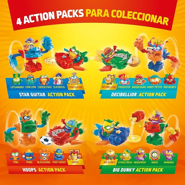 SUPERTHINGS KAZOOM Power Warriors – Action Pack. Contiene 5 Superthings (Incluye 1 capitán Dorado), 1 Robot, 1 Slider. Pack 2 de 4 - 3