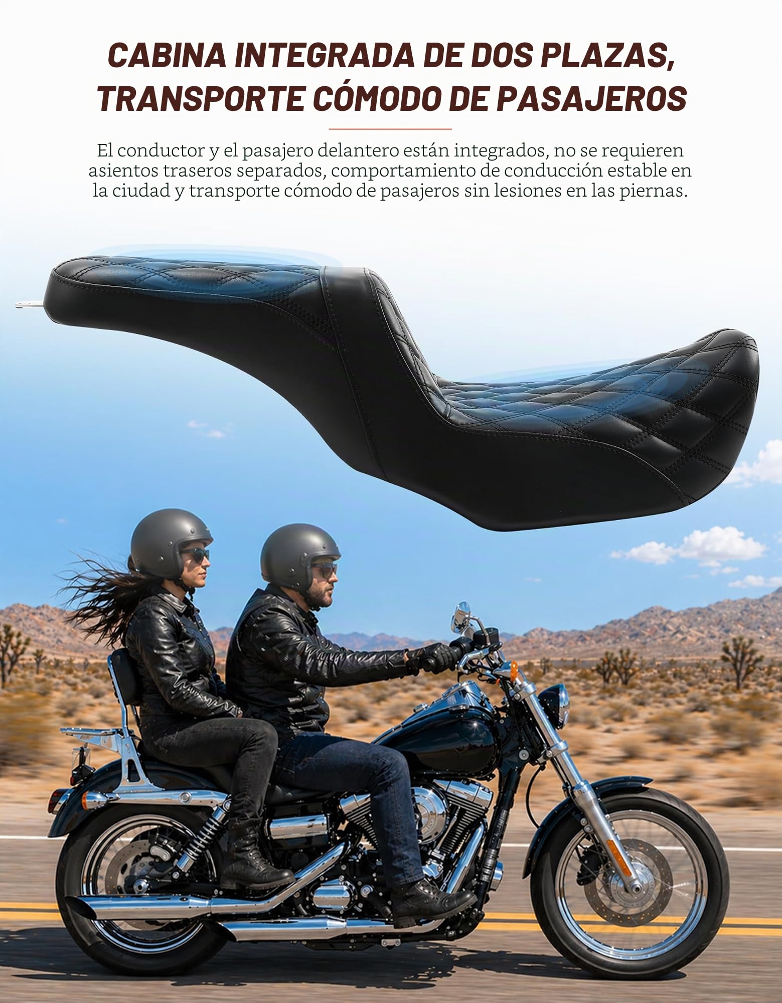 TCMT Asiento para conductor y pasajero Dyna Super Glide Street Bob Wide Glide Fat Bob Low Rider Switchback 2006-2017