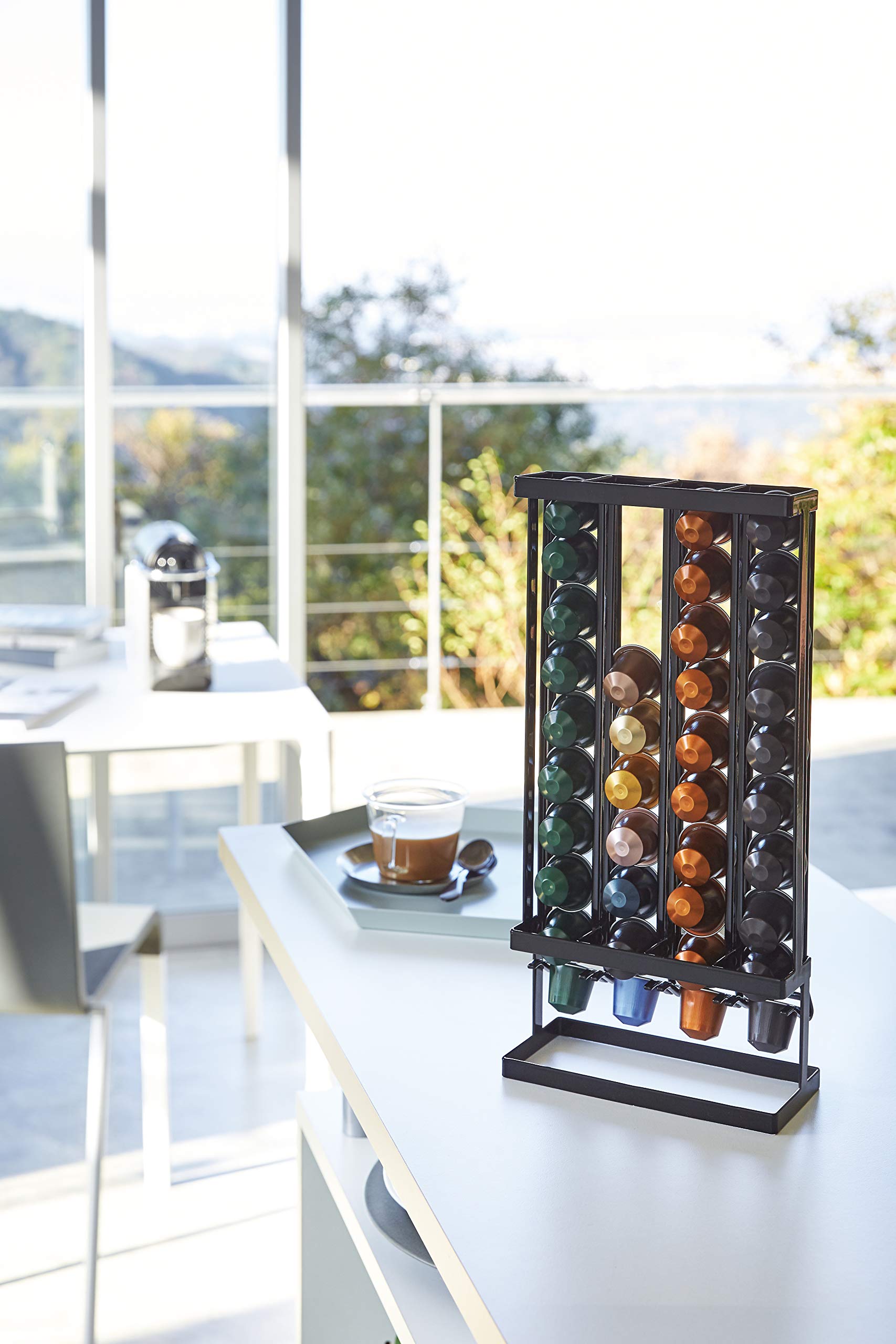YAMAZAKI 3896 TOWER Coffee Capsule Holder S, black, Steel, 17.5 x 8 x 36 cm