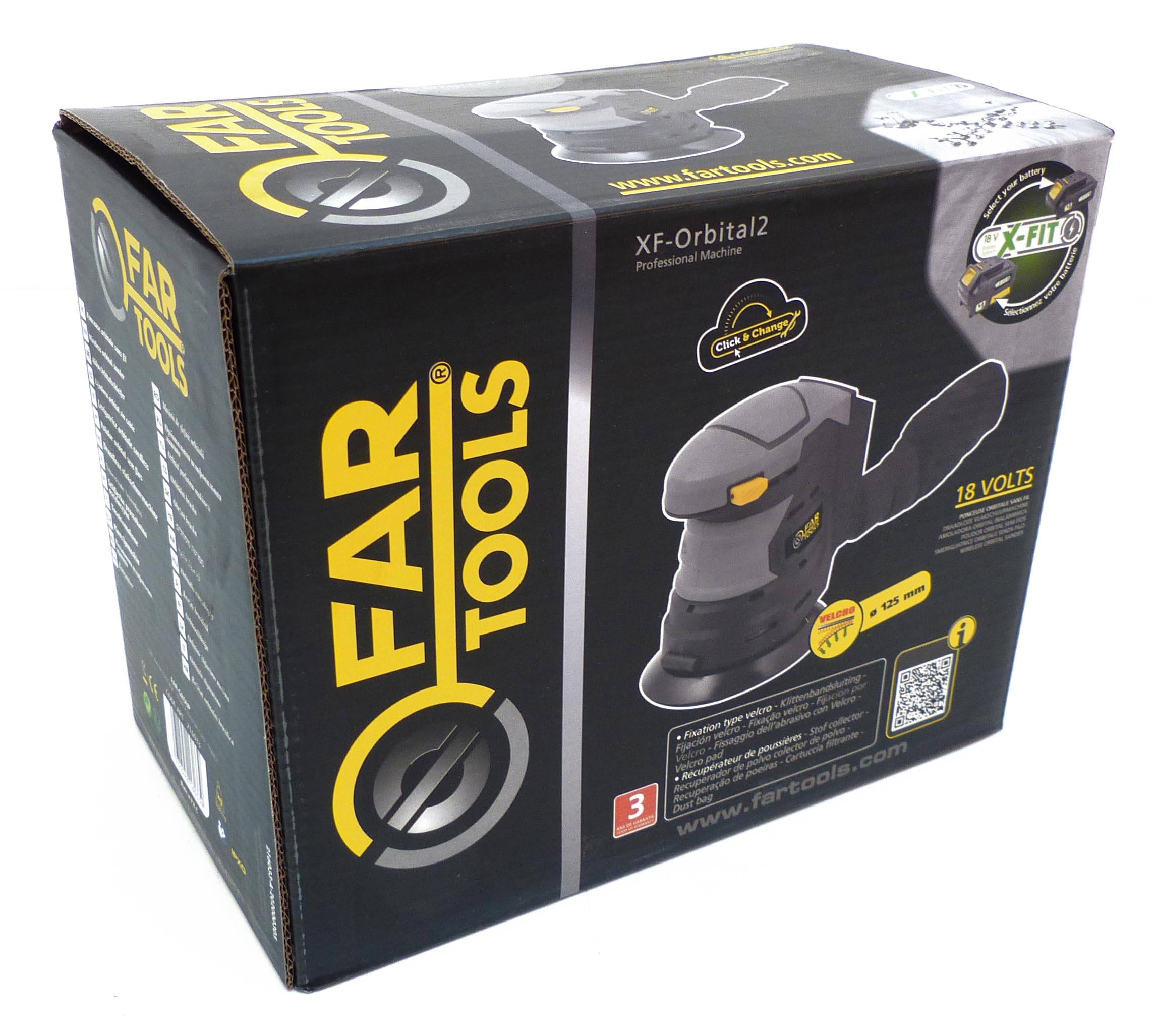 Fartools XF-ORBITAL2 Levigatrice orbitale senza fili 18 V pattino Ø150 mm autoaggrippante, 10000 giri/min, presa "1 o 2 mani". Venduta senza batteria