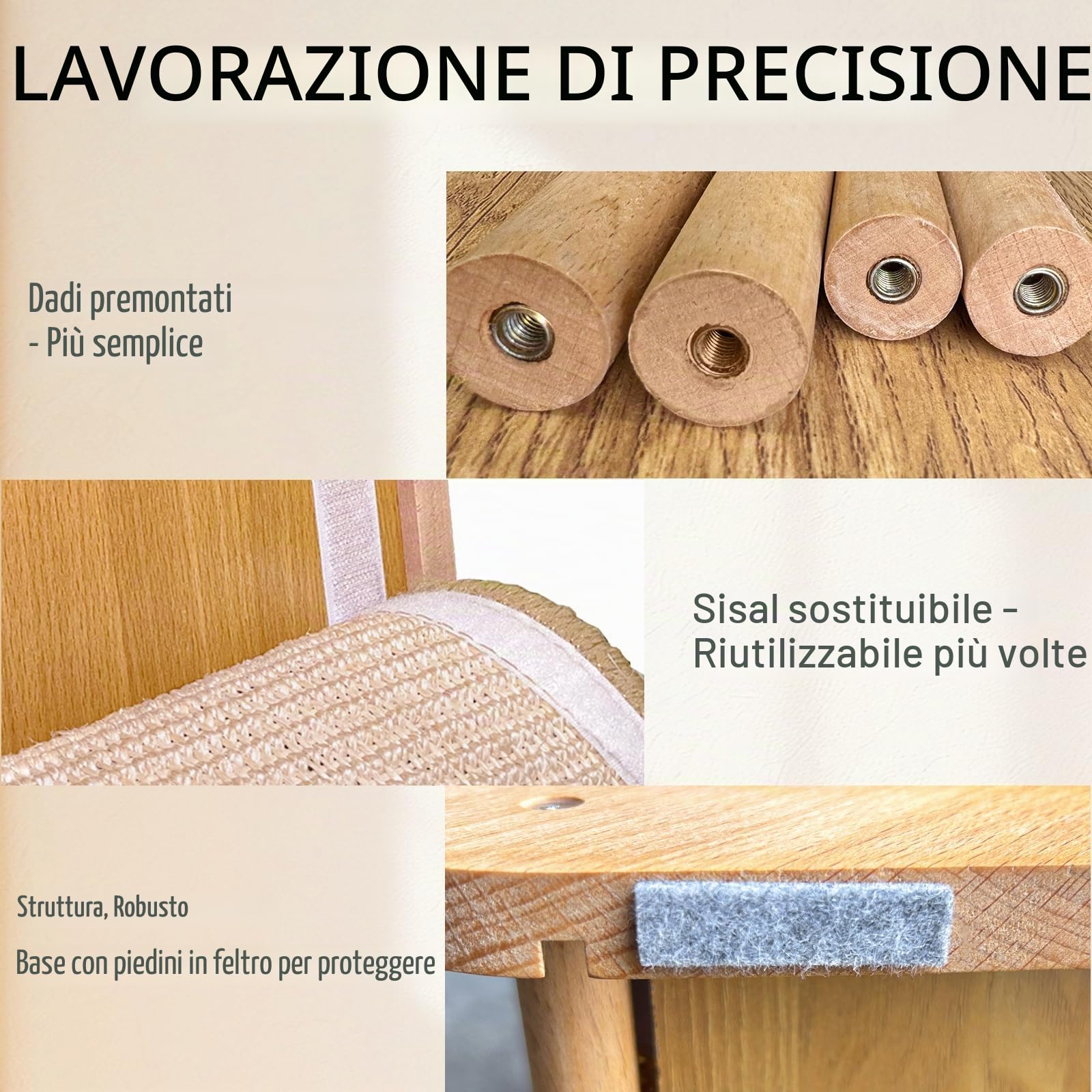 CheerPals Tiragraffi per gatti a forma di L, in legno di faggio massiccio, design a 105° | Tappetino tiragraffi in sisal naturale, grande 58 x 37 x 48 cm, mobili per animali domestici per tutti i gatti