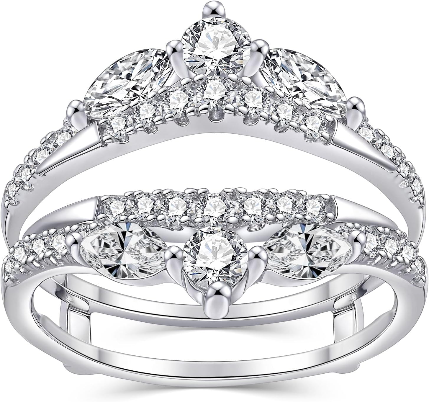 Newshe Jewellery Moissanite Wedding Ring Enhancer For Women 925 Sterling Silver Wedding Band Round Marquise Promise Engagement Size