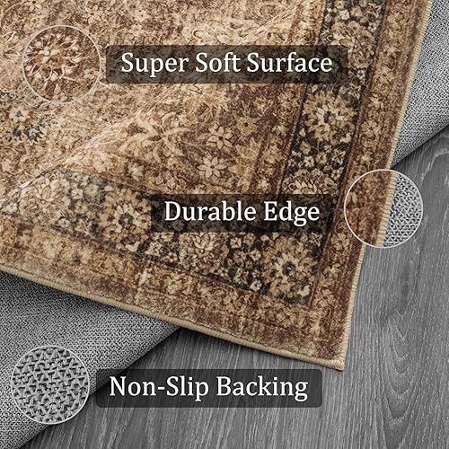 Miniatura 2 de Morebes Alfombras y caminos de cocina vintage de 2 x 8 pies, antideslizante, largo, lavable, envejecido, bohemio, alfombras de baño, alfombras