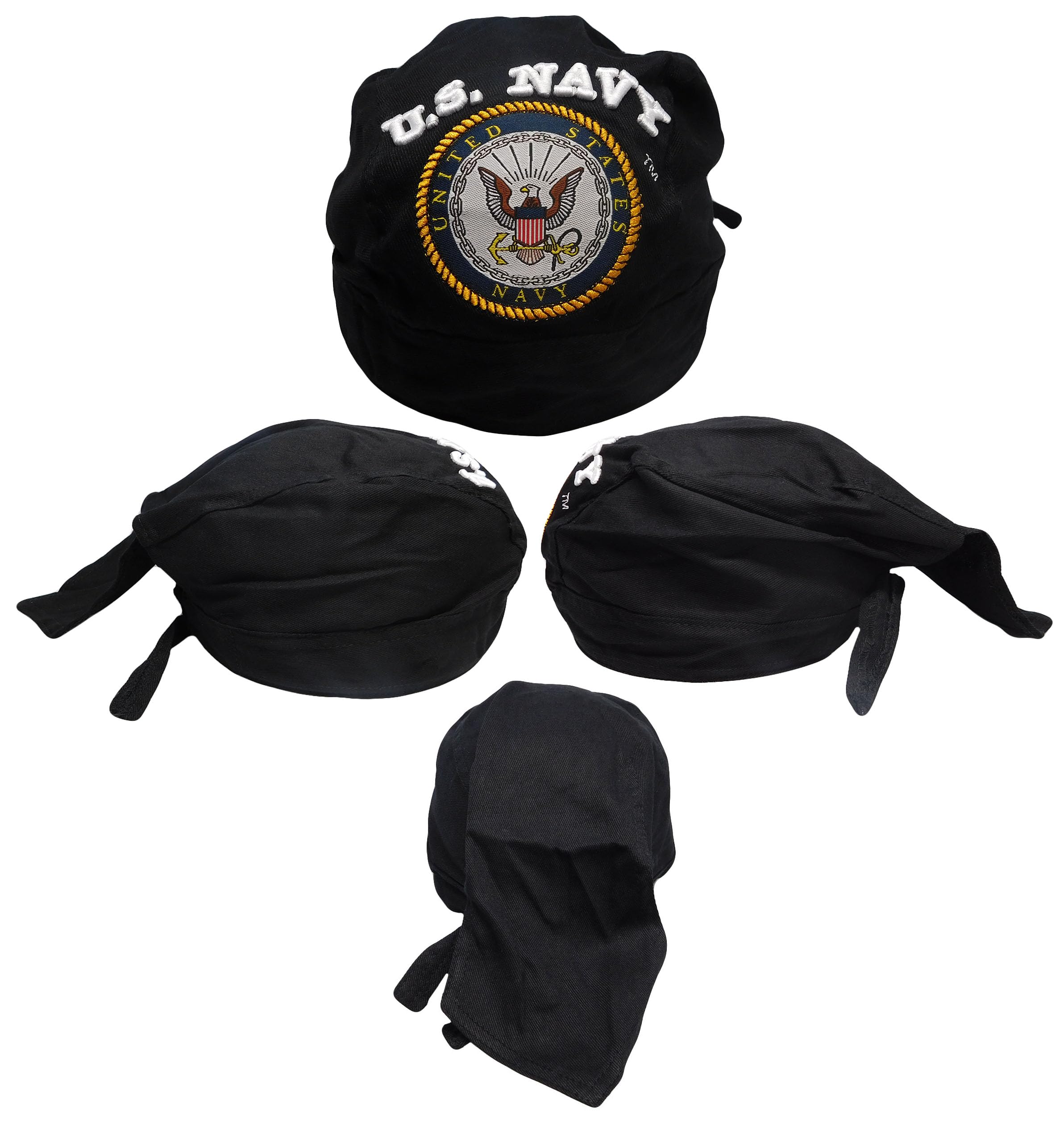 US United States Navy Emblem Embroidered Doo Rag Skull Cap - Officially Licensed