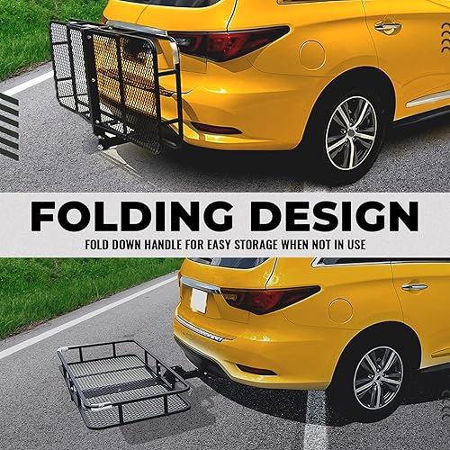 Miniatura 7 de KUAFU Portaequipajes plegable de enganche de 60"x19.5"x5.5" para maletero trasero, compatible con receptor de 2" para furgoneta, SUV, camioneta,