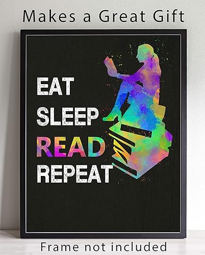 Miniatura 2 de Eat Sleep Read Repeat Quote Wall Art, 11"x14" Unframed Print Poster, Ideal for Book Lovers, Readers, English Teachers or Librarians