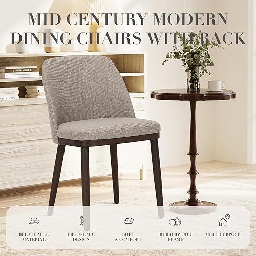 Miniatura 4 de COLAMY Juego de 6 sillas de comedor tapizadas, modernas sillas de cocina con respaldo, sillas laterales de tela con patas de madera para cocina,