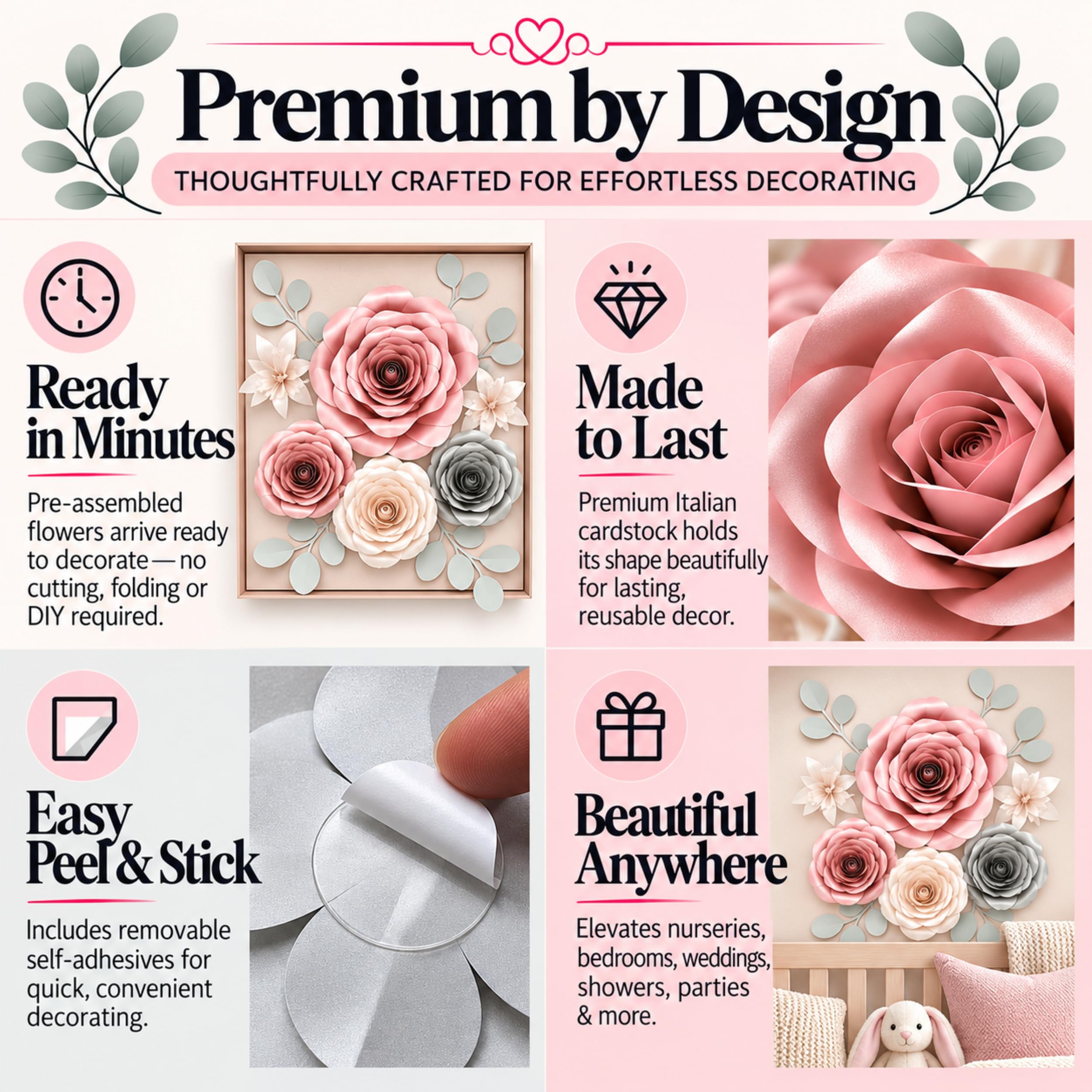 Rainbows & Lilies 3D Paper Flowers - Wall Decorations -3