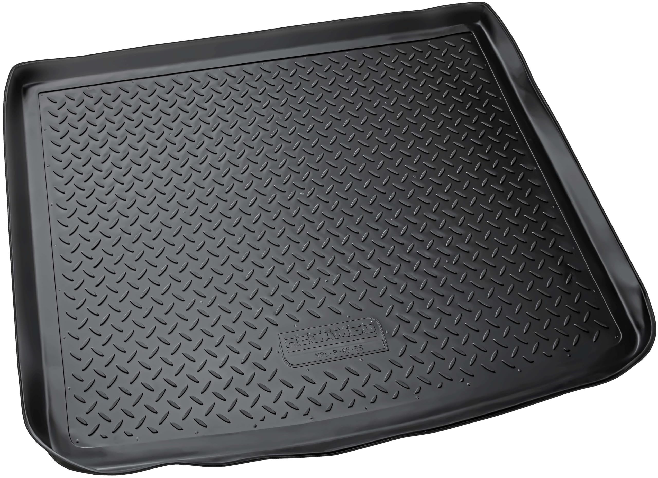 Recambo Juego de Alfombrillas de Goma y Bandeja para Maletero para VW Touareg I | Tipo 7L | 2002 2010 100% Alfombrillas para Coche y Maletero de TPE Antideslizante Negro