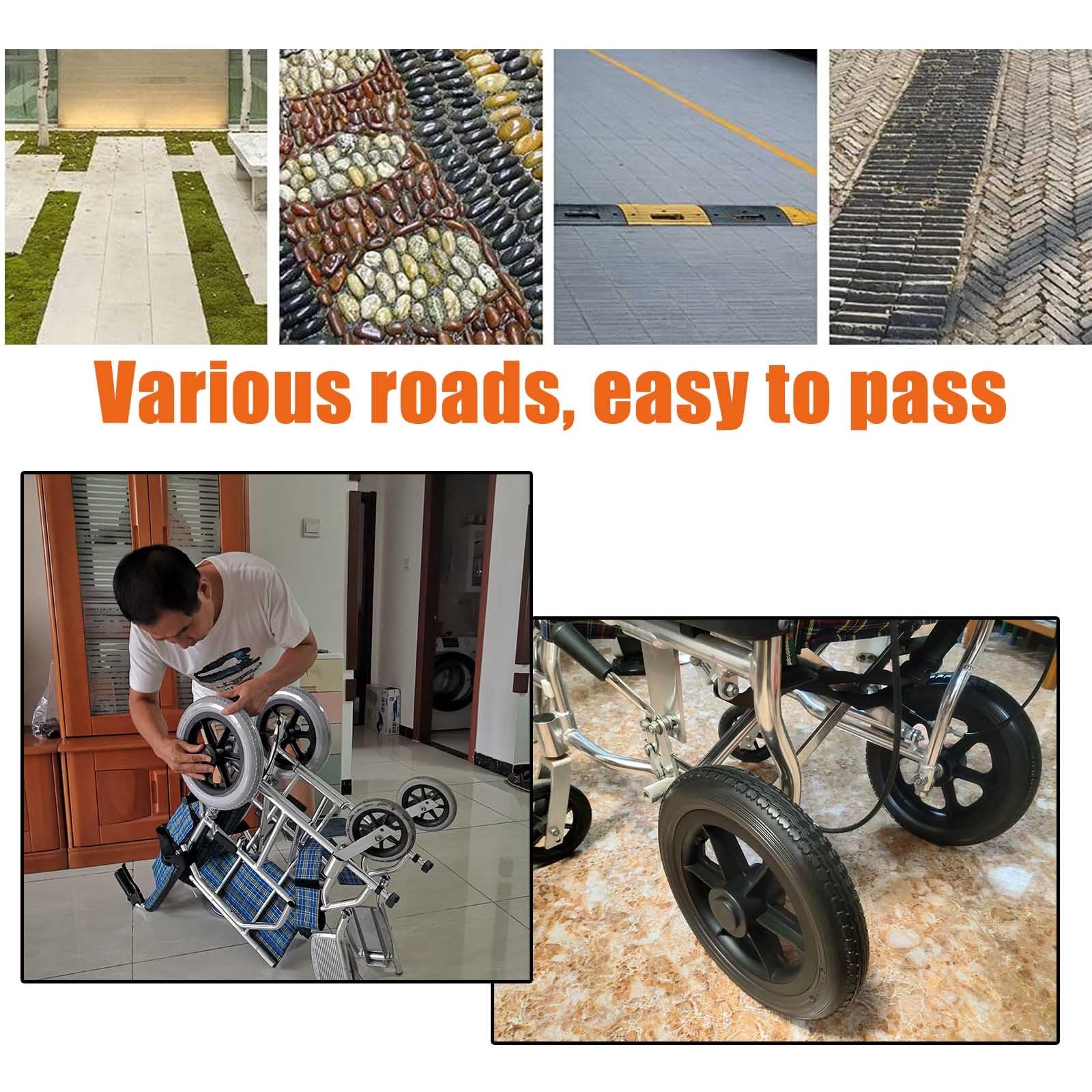 WORDFUN 2X Rueda Trasera para Sillas De Ruedas, 300mm Piezas De Repuesto para Sillas De Ruedas, Scooters, Rueda Resistente Al Desgaste Resistente A Pinchazos, Ruedas De Sólido PU con Tornillo