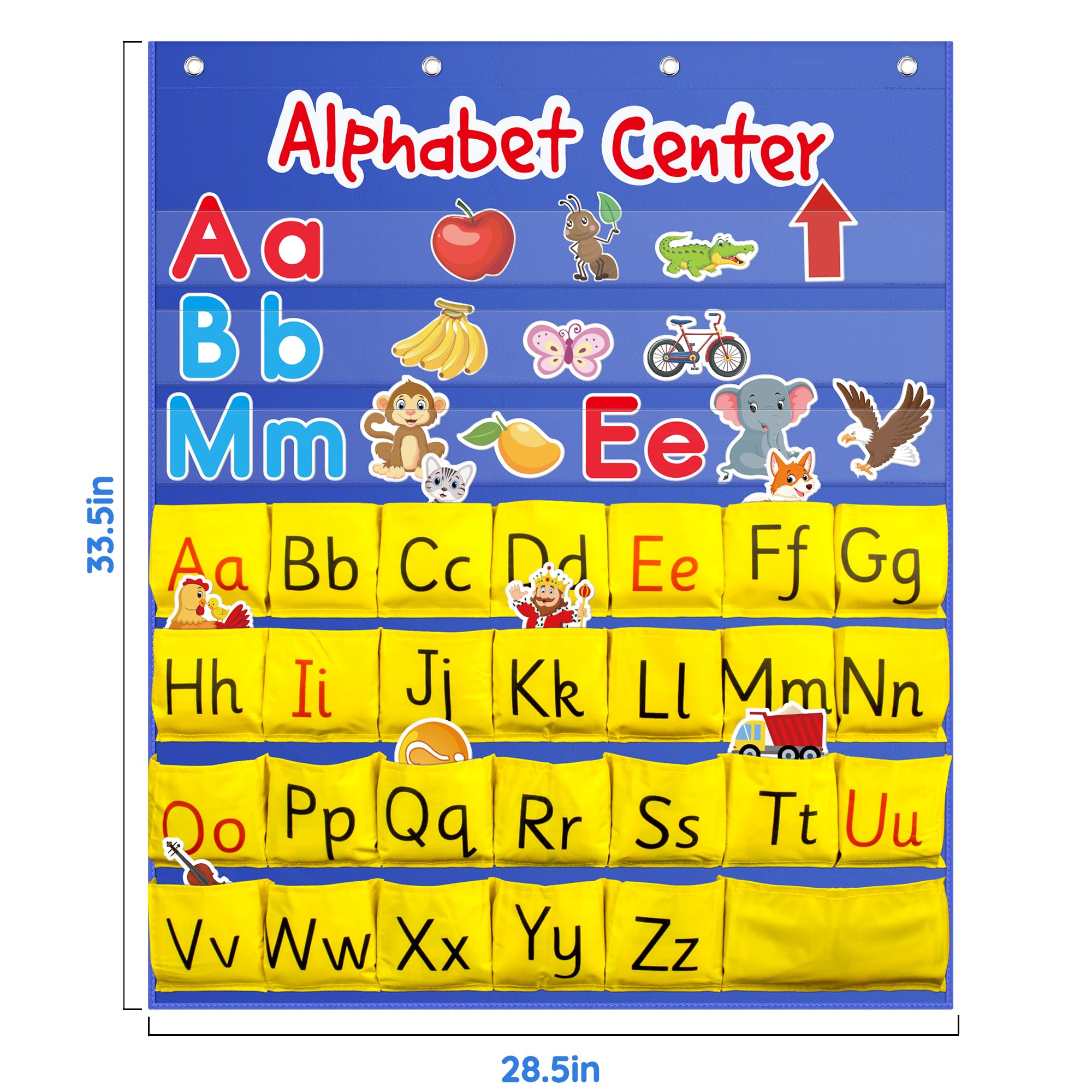 ZKOO Alphabet Learning Pocket Chart, Alphabet Wall Chart 104 Animal Flash Cards and 26 Lowercase and Uppercase Letter Cards, Student Daily Learning The Letter, Great for Classroom Homeschool - Image 8