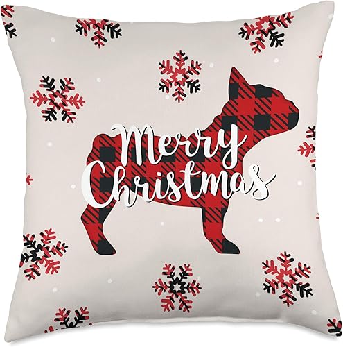Cojín de regalo de Navidad con diseño de Bulldog Francés Frenchie para perro, mamá, papá, adorno de Navidad, 18.0 x 18.0 in, multicolor