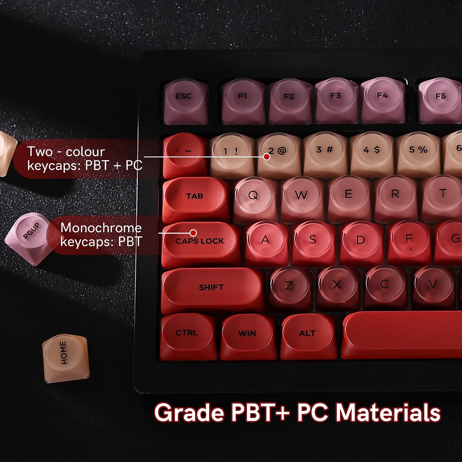 MOA Profile PBT Keycaps, Lipstick Jelly Keycap Berry Kiss Theme Foundation, 128 Keys Elegant Cute Custom Key caps for 61/68/84/87/98/100 Cherry Gateron MX Mechanical Keyboards - Red