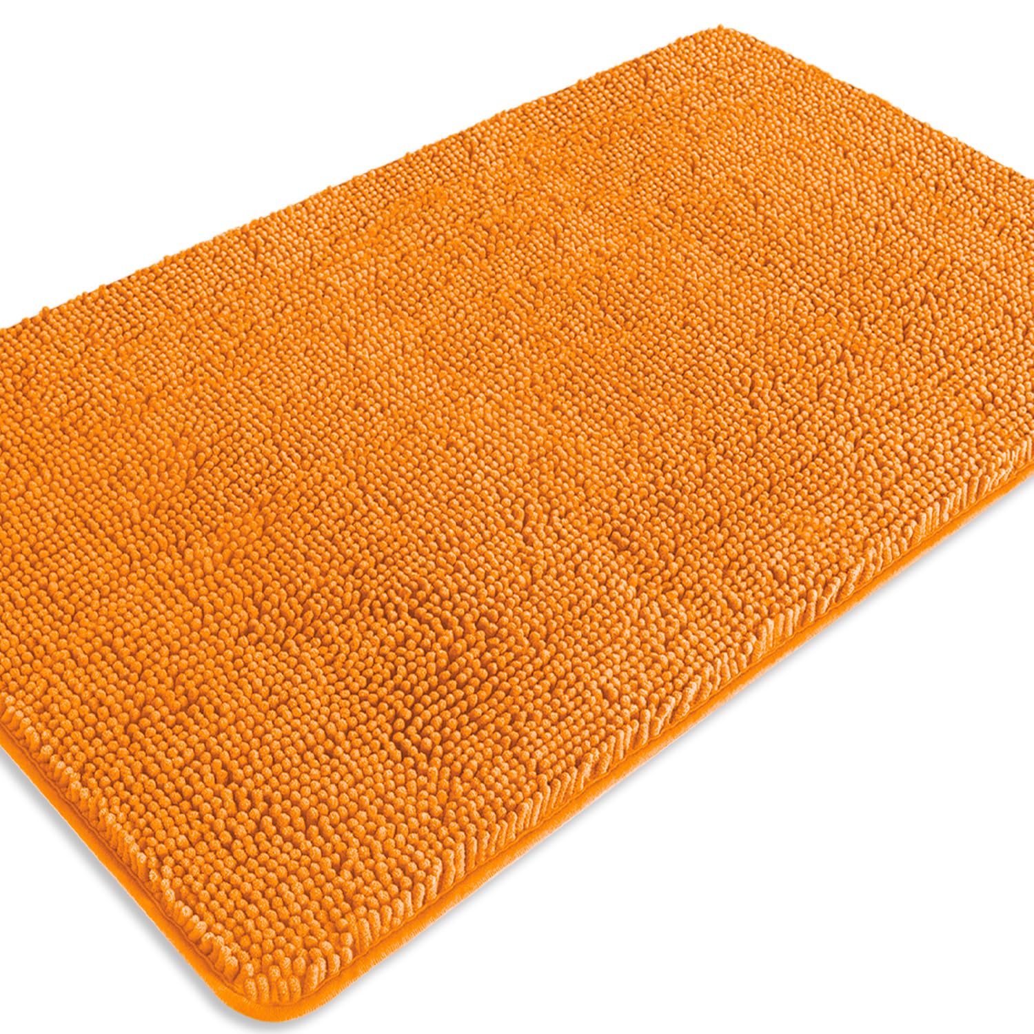 PureSwan Orange Bathroom Rugs – Absorbent and Washable Bath Mat, Non-Slip, Thick Soft Chenille Bath Rugs for Bathroom Floor, Shower, Sink - 26" x 44" — image 1