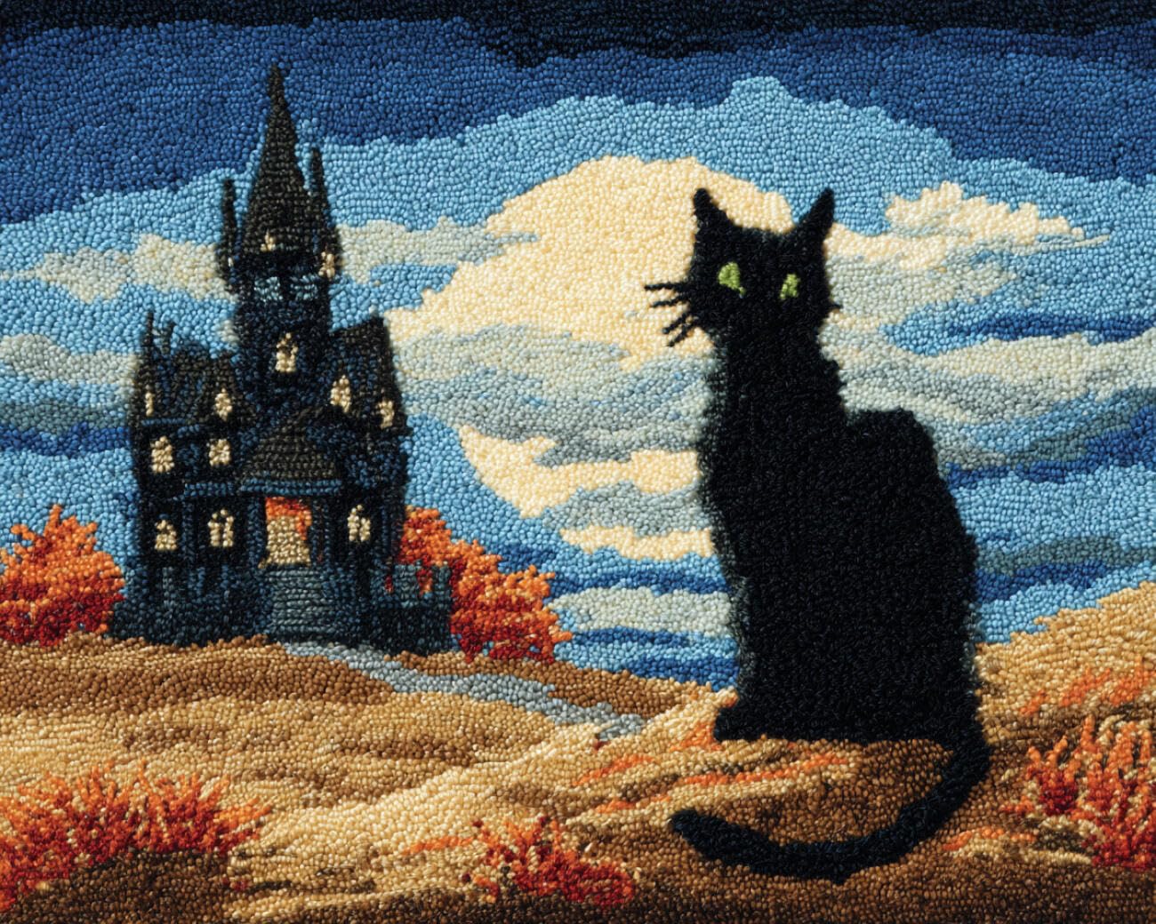 AMBATTERY Latch Hook Tapestry Kit Halloween Castle 80x160cm
