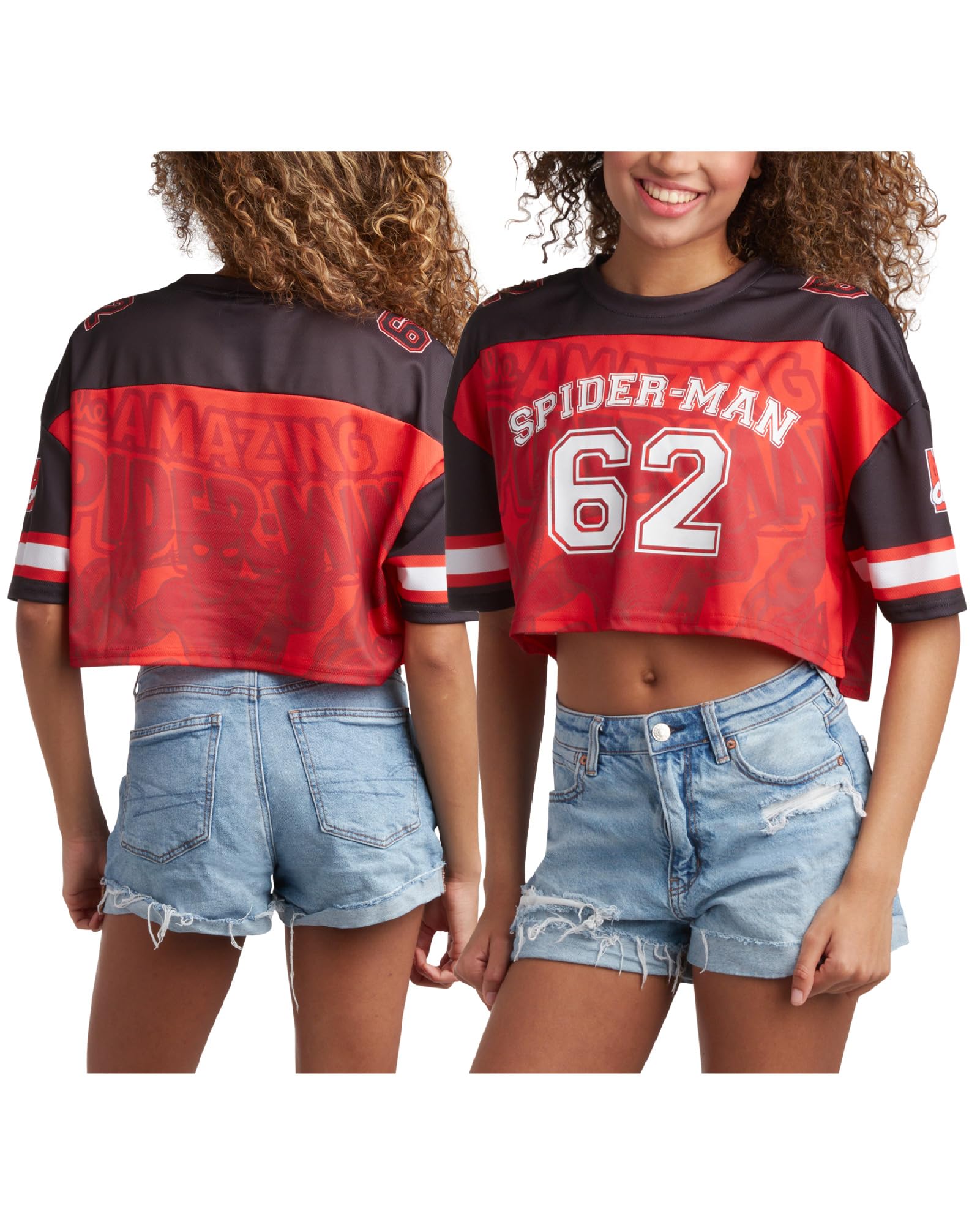 Marvel Maglia da baseball da donna Spider-Man – Novità Moda Spider-Man Uniforme Shirt – Spidey Jersey Top da donna (S-L)