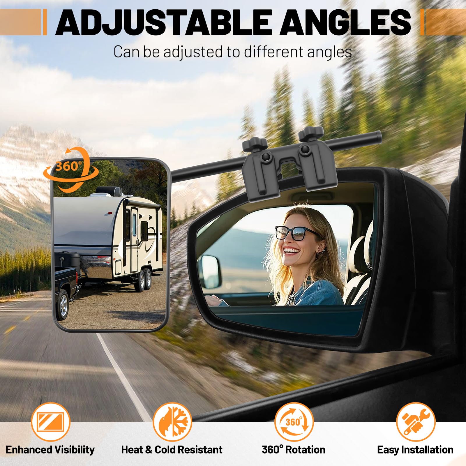 Specchi Supplementari Caravan 2 pezzi Specchietti per Roulotte Estensione Rimorchio Auto Motorhome