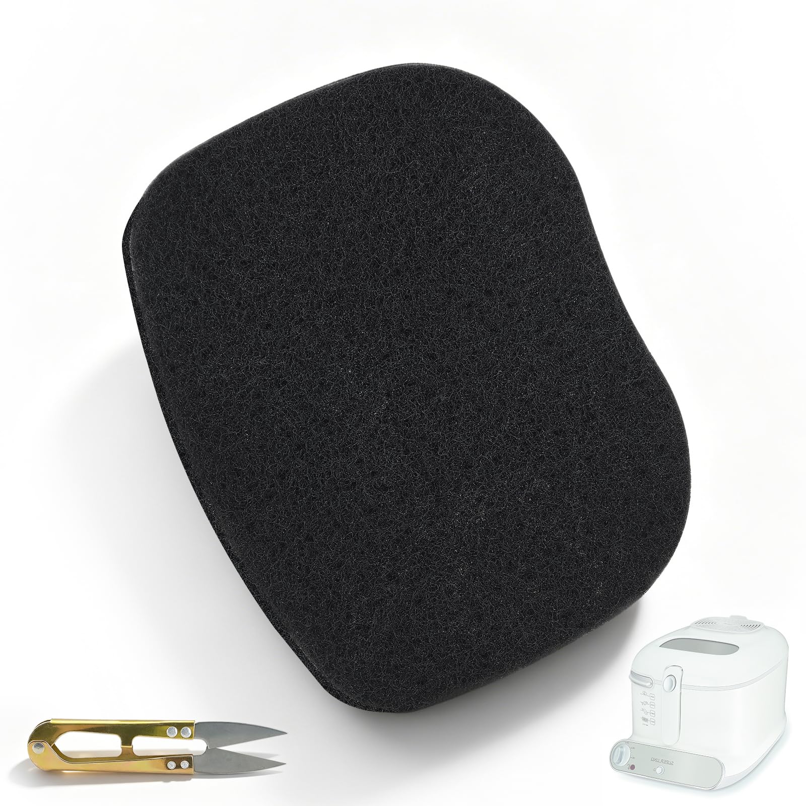 Occhiello filtro per friggitrice a carbone attivo - Set di forbici per rifilatura, ricambio per Tefal Super Uno FR30 e modello Moulinex AM30 XA005000, riduzione degli odori da cucina