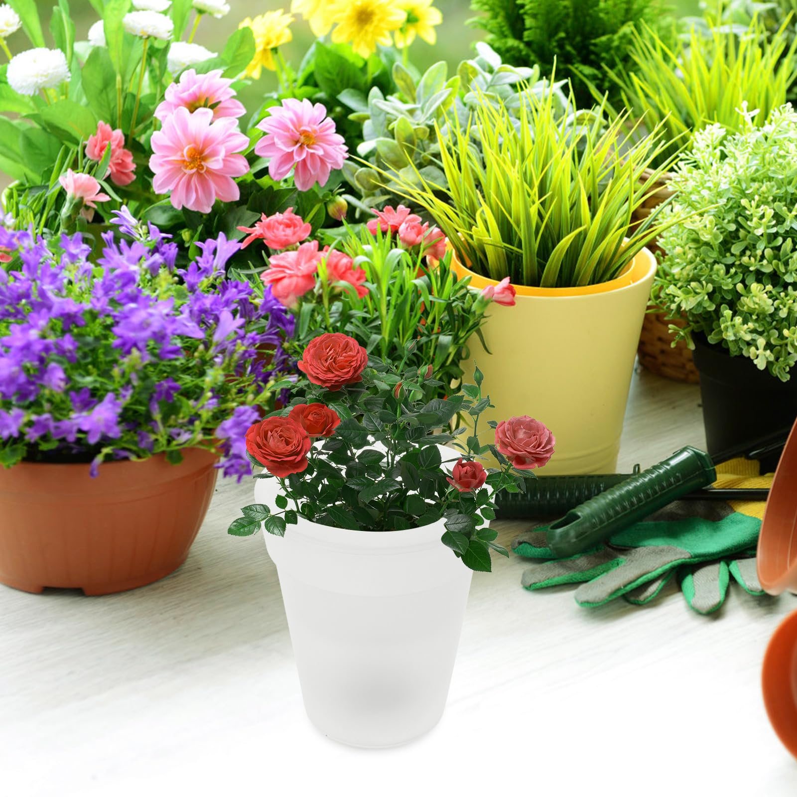 Vaso LED Solare per Piante da Giardino Illuminazione Notturna per Balcone e Patio Esterno
