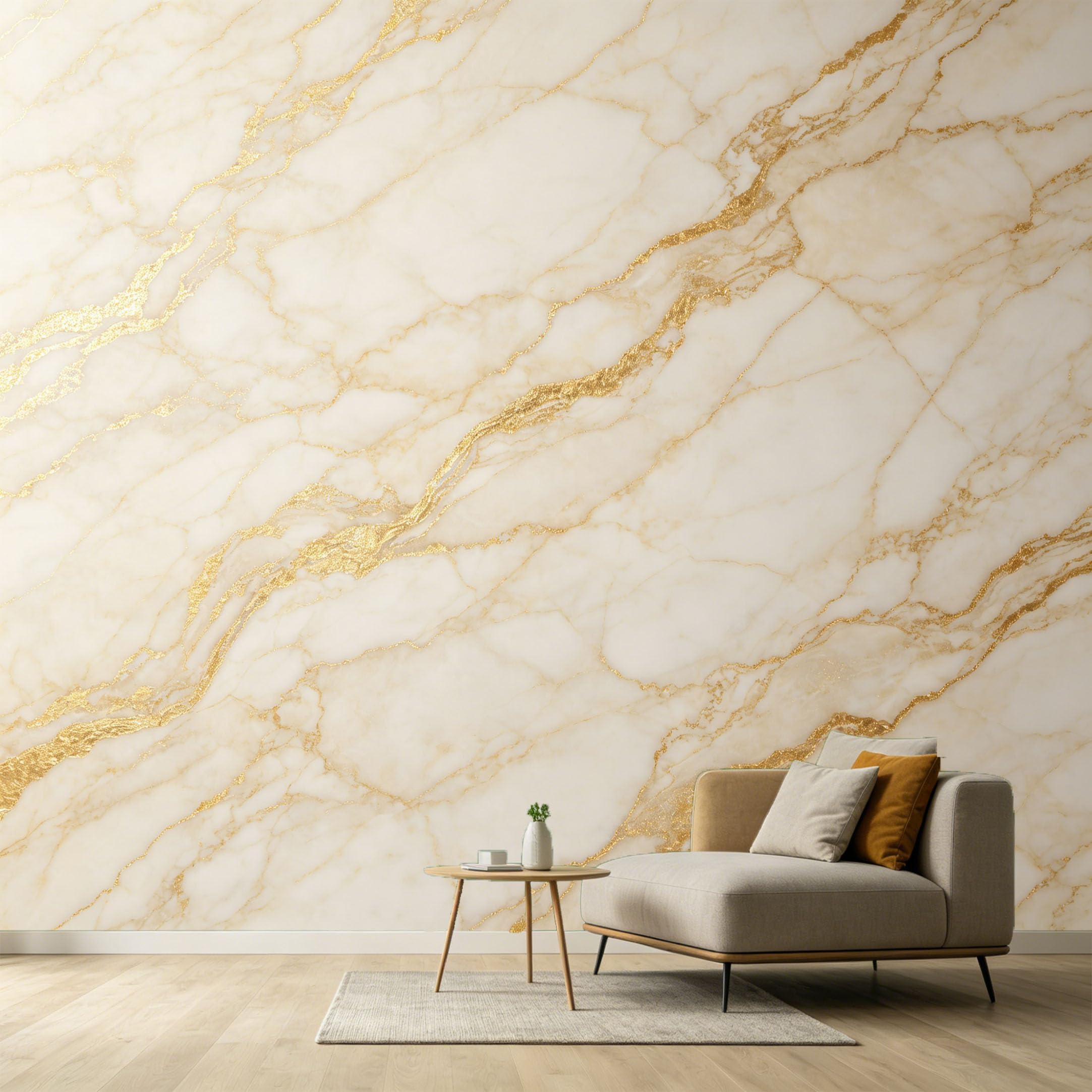 Custom Size Wall Murals Modern Contemporary Abstract Minimalist Gold Veins White Marble Texture SelfAdhesive Wall Fabric Removable Large Wallpaper for Photo Living Room