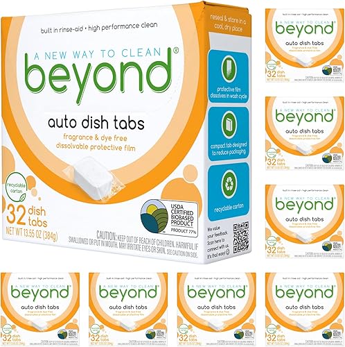 Miniatura 8 de Beyond Natural Tabletas para lavavajillas sin fragancia ni tinte cero residuos de plástico certificado a base de biofastia 1 caja de 32