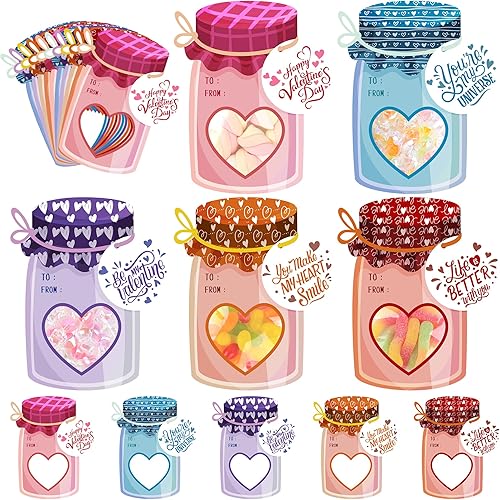 Sawowkuya 50 tarjetas del día de San Valentín, bolsas de dulces, tarjetas de regalo para el día de San Valentín, tarjetas de intercambio para