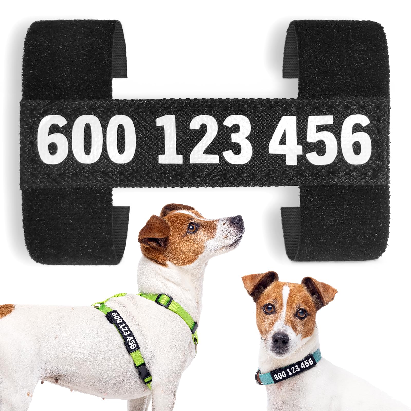 Tagorus TAG H - Chapa Perro Grabada De Tela Con Cierre Tipo Velcro - Chapa Identificativa Perro - Chapas Para Perros - Placa Perro personalizada - Etiqueta Collar Perro Personalizado Con Telefono