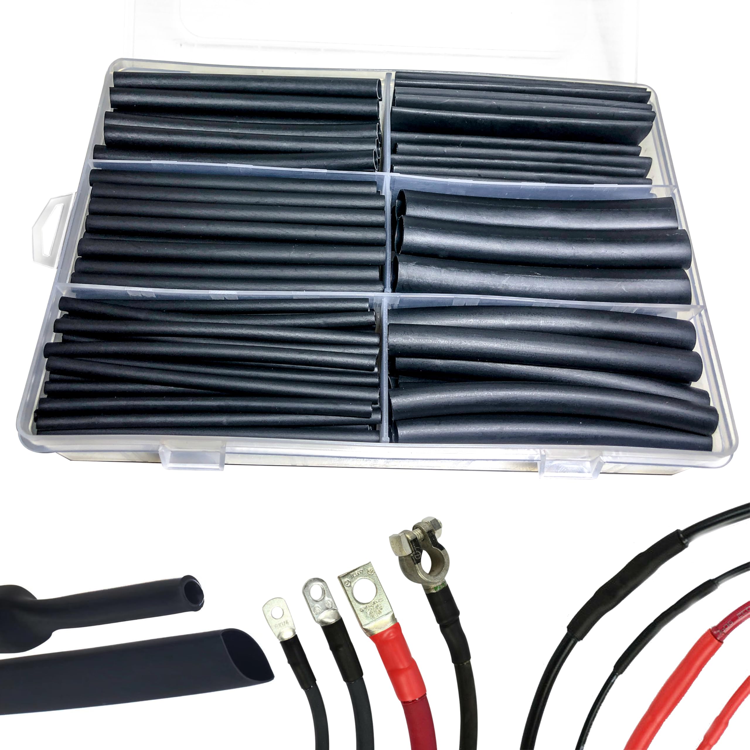 180 Pcs 3:1 Ratio Adhesive Heat Shrink Tubing Kit,Wire Shrink Wrap Tubing,Waterproof Heat Shrink Tubing,Wire Connectors Kit,Shrink Wrap,Heat Shrink Wire Connectors,7 Sizes - Black