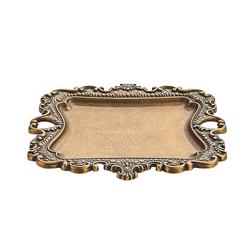 khtumeware Vintage Gold Jewelry Dish Antique Brass Jewelry Trays ideal for holding jewelry rings and small trinkets.