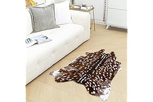 Faux Cowhide Rug, Natural Rustic Cowhide Area Rug, Sika Deer Skin Print...