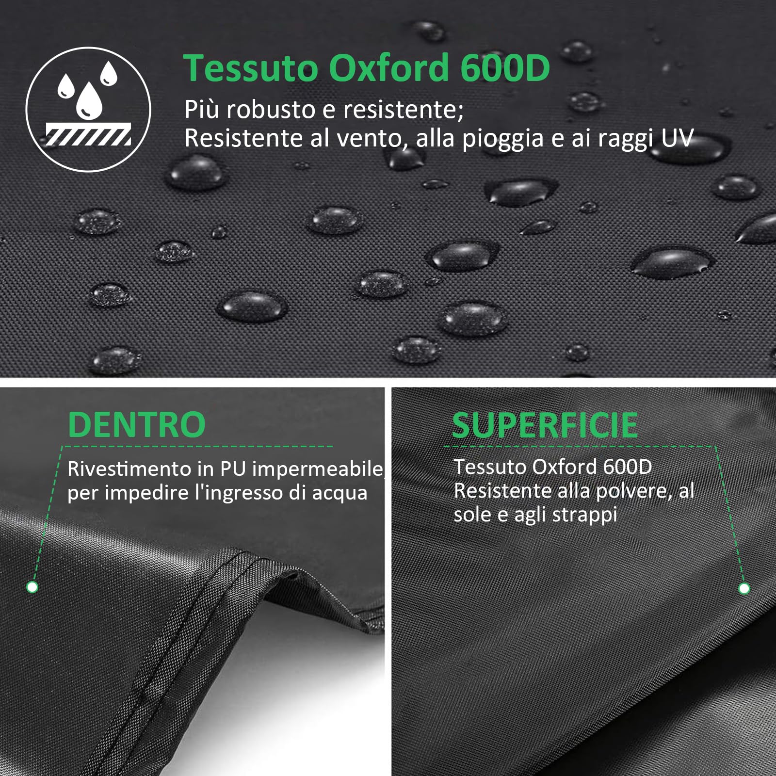 Telo Copridivano 3 Posti da Esterno Impermeabile, Copridivano lounge, Tessuto Oxford 600D Copertura Divano Esterno Protezione Dalla Pioggia, Vento, Sole e Dalla Lacerazione (134x70x65/94cm)