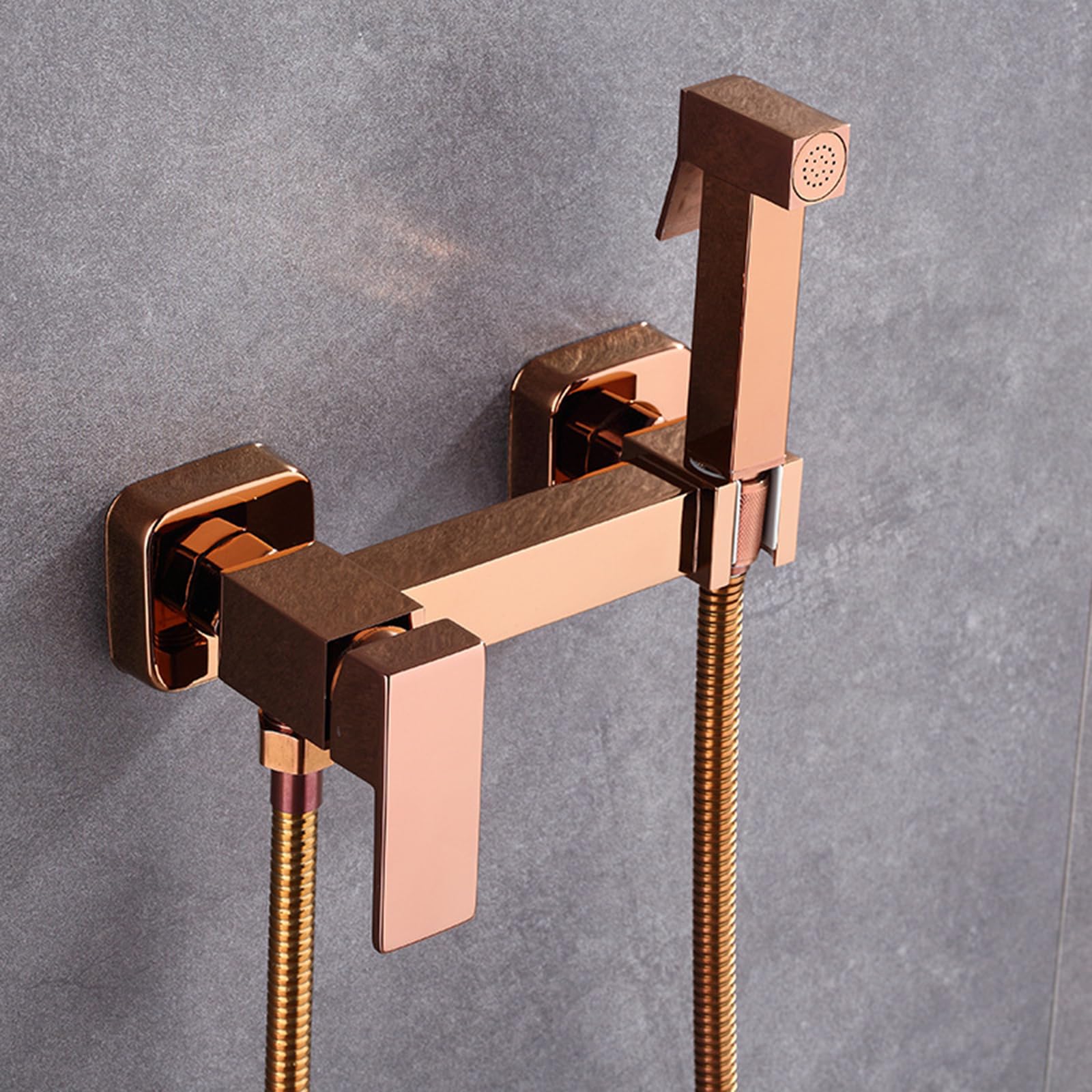 Doccetta per Bidet Miscelatore Doccino per Bidet Acqua Calda E Fredda Spruzzino Doccia Quadrato,Oro Rosa