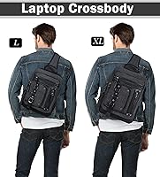 Vista 2 de Schkleier Bolsa de mensajero para hombre, bolsa cruzada de lona, mochila cruzada, bolsa de hombro para laptop, senderismo, mochilas casuales tácticas
