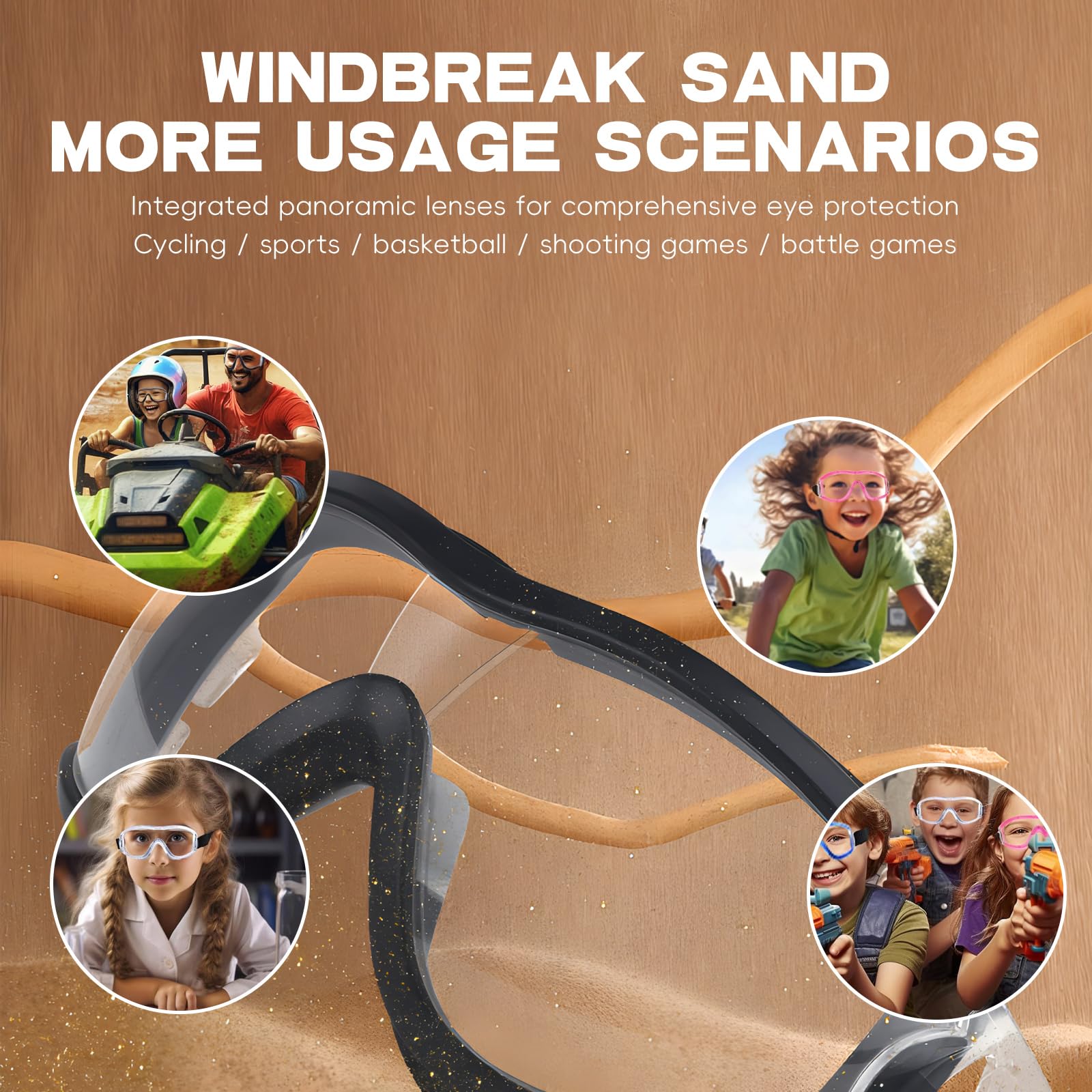 XKLy Gafas de seguridad para niños para deportes, gafas para niños, resistentes al viento, protección UV, antivaho, regalos de laboratorio para deportes al aire libre (rosa)