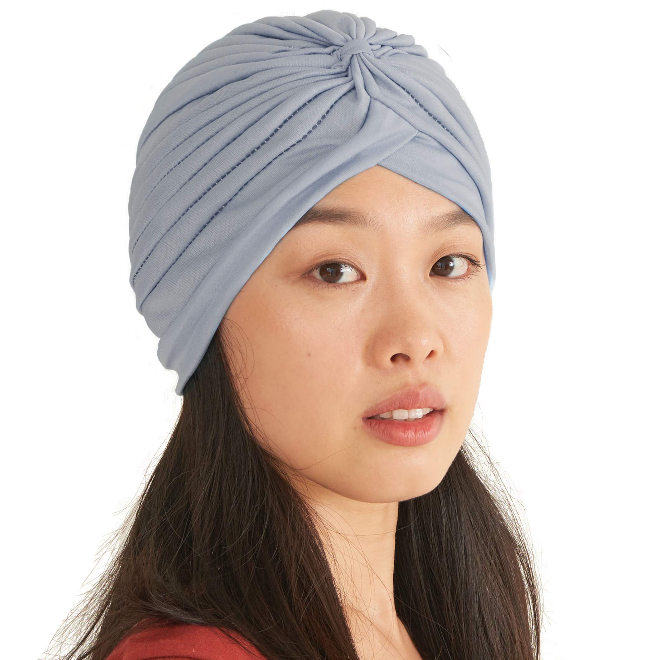 Charm Women's Light Grey Turban Hat Head Wrap - Twist Head Cover Costume Chemo Bonnet Cap