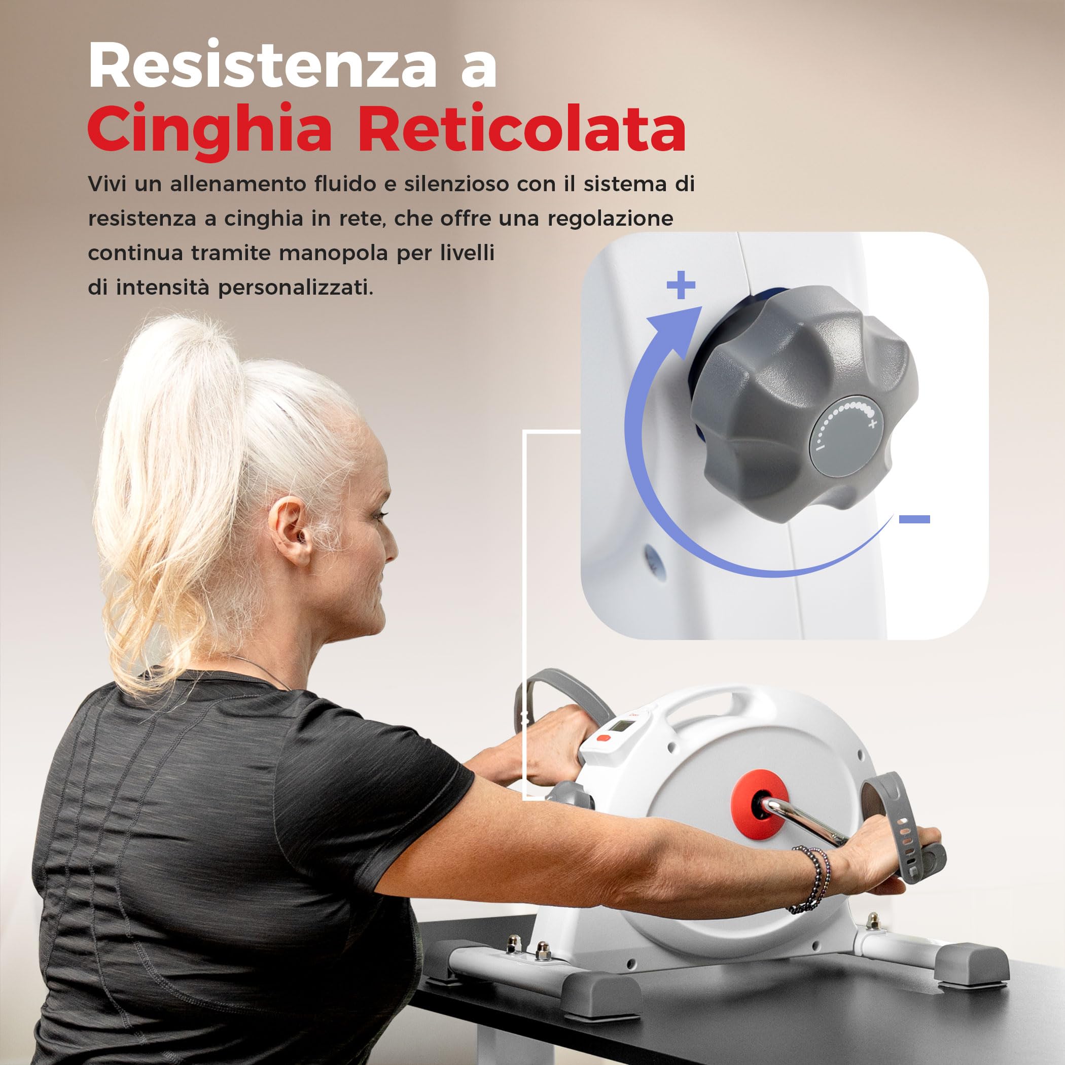 Sunny Health & Fitness Mini Bike Smart Sotto Scrivania per Braccia e Gambe | App SunnyFit, Pedalata Bidirezionale, Basso Impatto Allenamento su Cyclette, Riabilitazione e Recupero, Silenziosa, Portatile