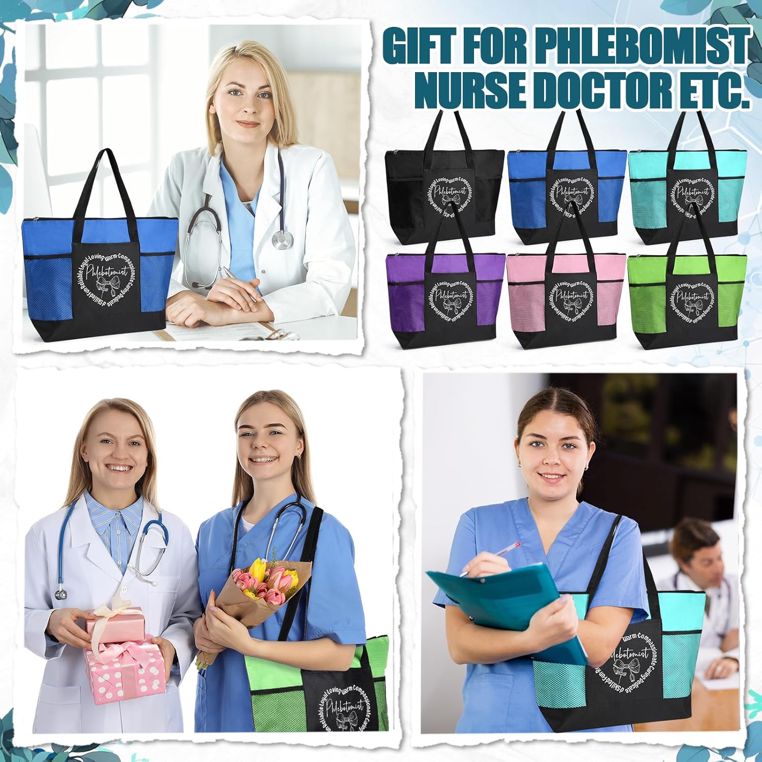 Phlebotomist Recognition Week Gifts Bulk Phlebotomist Technician Tote Bag Essentials Thank You Gifts for PT Nurse - Image 2