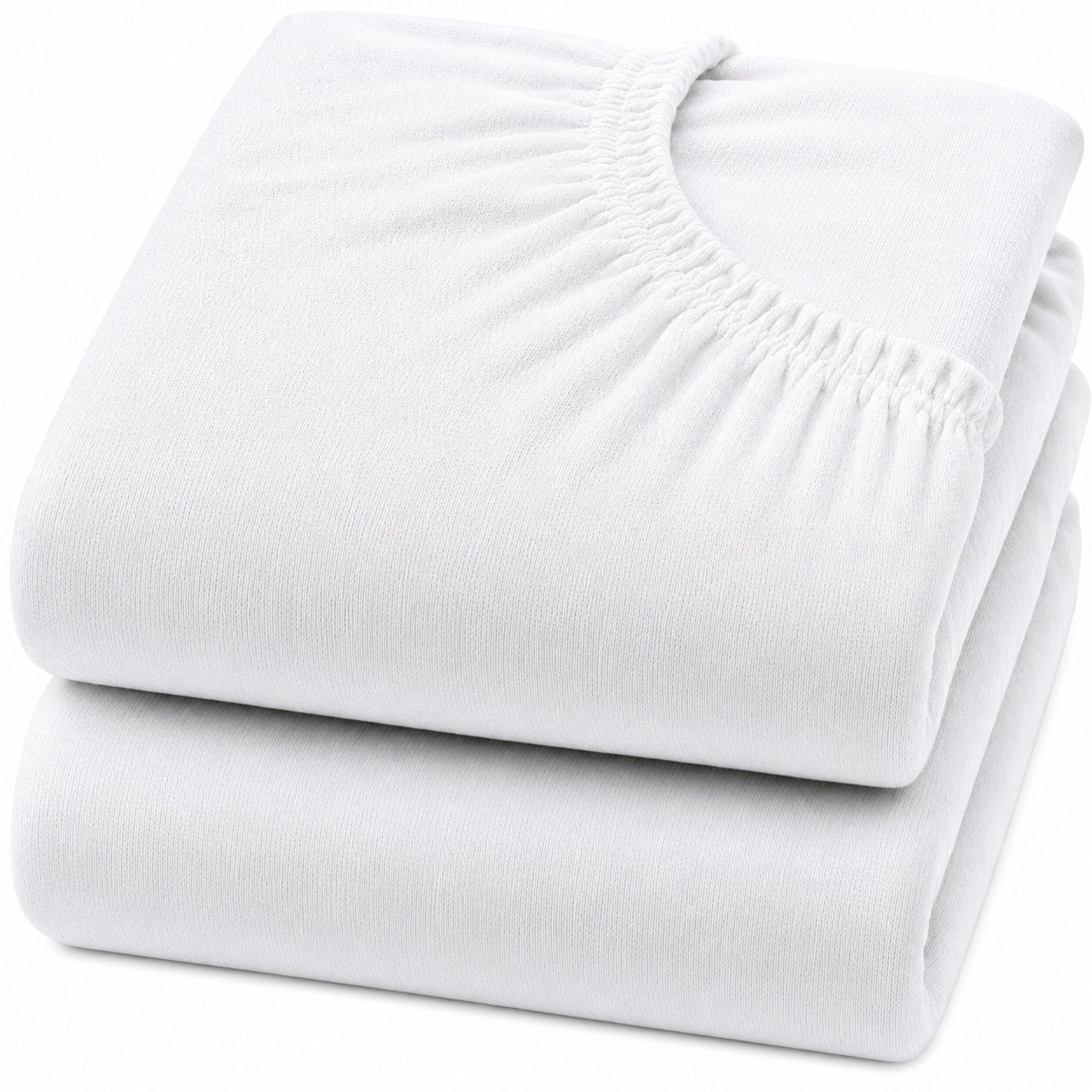 Dudu N Girlie Next to Me Crib Sheets 85x51cm – White, 2 Pack, 100% Jersey Cotton Fitted Bedding for Bedside & Co-Sleeping Cribs