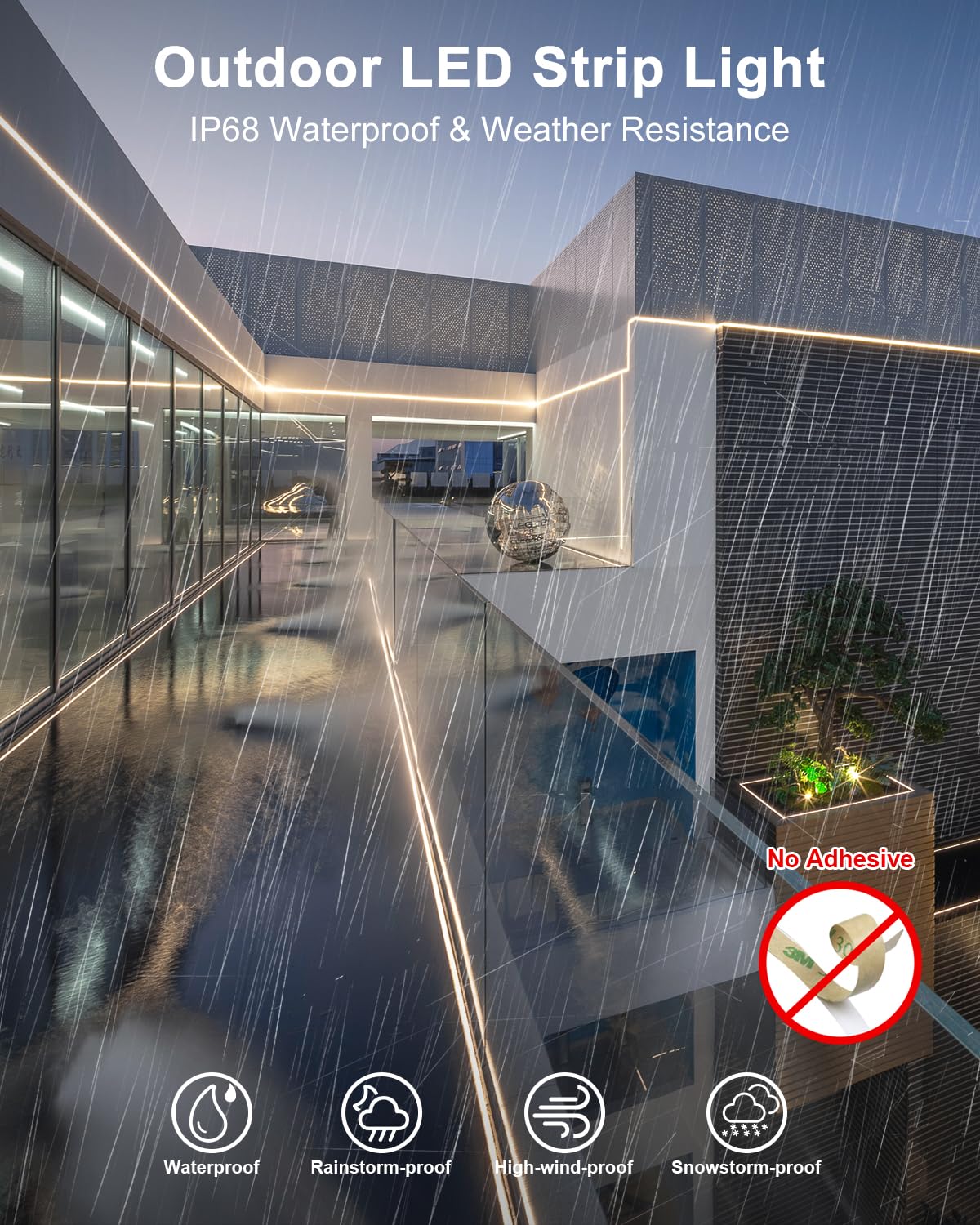 ALITOVE 24V LED Streifen 20m Abstimmbar Weiß 2700K~6500K mit APP-Steuerung | RF Fernbedienung, LED Band Aussenbereich Wasserdicht, Musik-Sync, Timer, für Decks Terrasse Garten, Nicht Selbstklebend