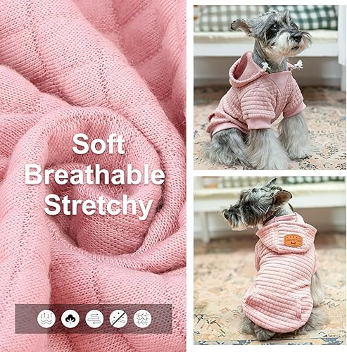 Vista 4 de BEAUTYZOO Suéter con capucha para perros pequeños y medianos con bolsillos, ropa para perros pequeños y medianos, abrigos de algodón laminado