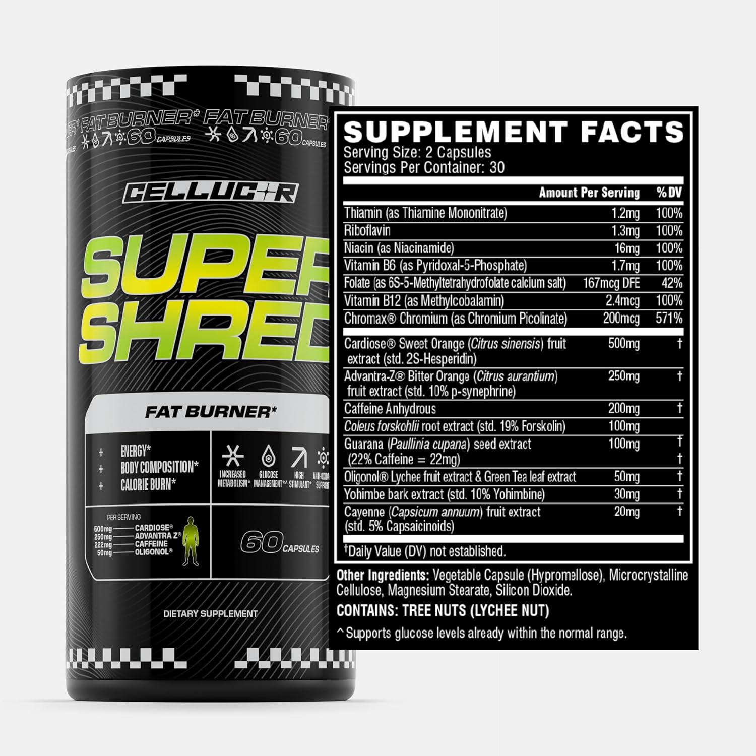 Cellucor Super Shred™ Fat Burner , Thermogenic Power & High Stimulant Energy , 60 Capsules