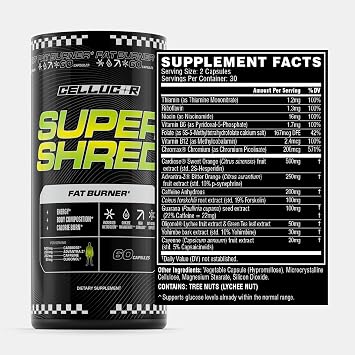 Cellucor Super ShredTM Fat Burner | Thermogenic Power & High Stimulant Energy | 60 Capsules