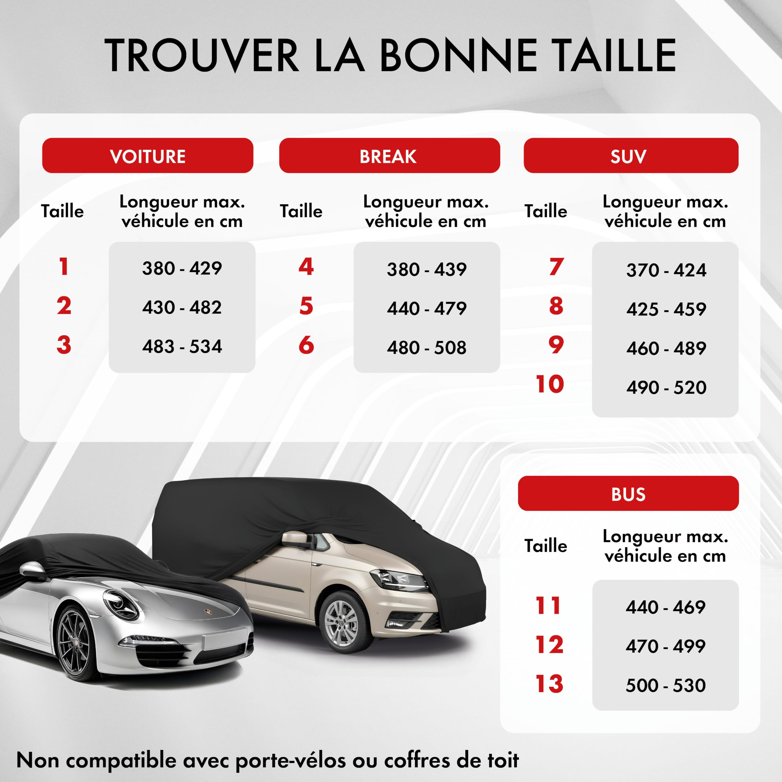 WALSER Premium Housse de Voiture d’intérieur - Protection complète, Tissu élastique et Respirant, Anti-poussière, Doublure Douce, Ajustement serré, Indoor Stretch Plus, Taille 2 Voiture Rouge