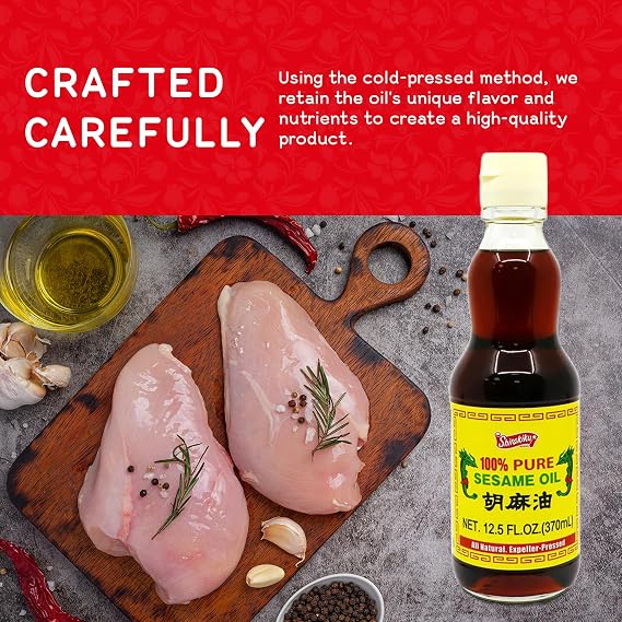 Shirakiku Pure and Natural Japanese Premium Sesame Seed Oil | Sesame Seed Oil | Low Carb, Sesame Flavor, Perfect for Authentic Asian Cuisine, 12.5 Fl Oz