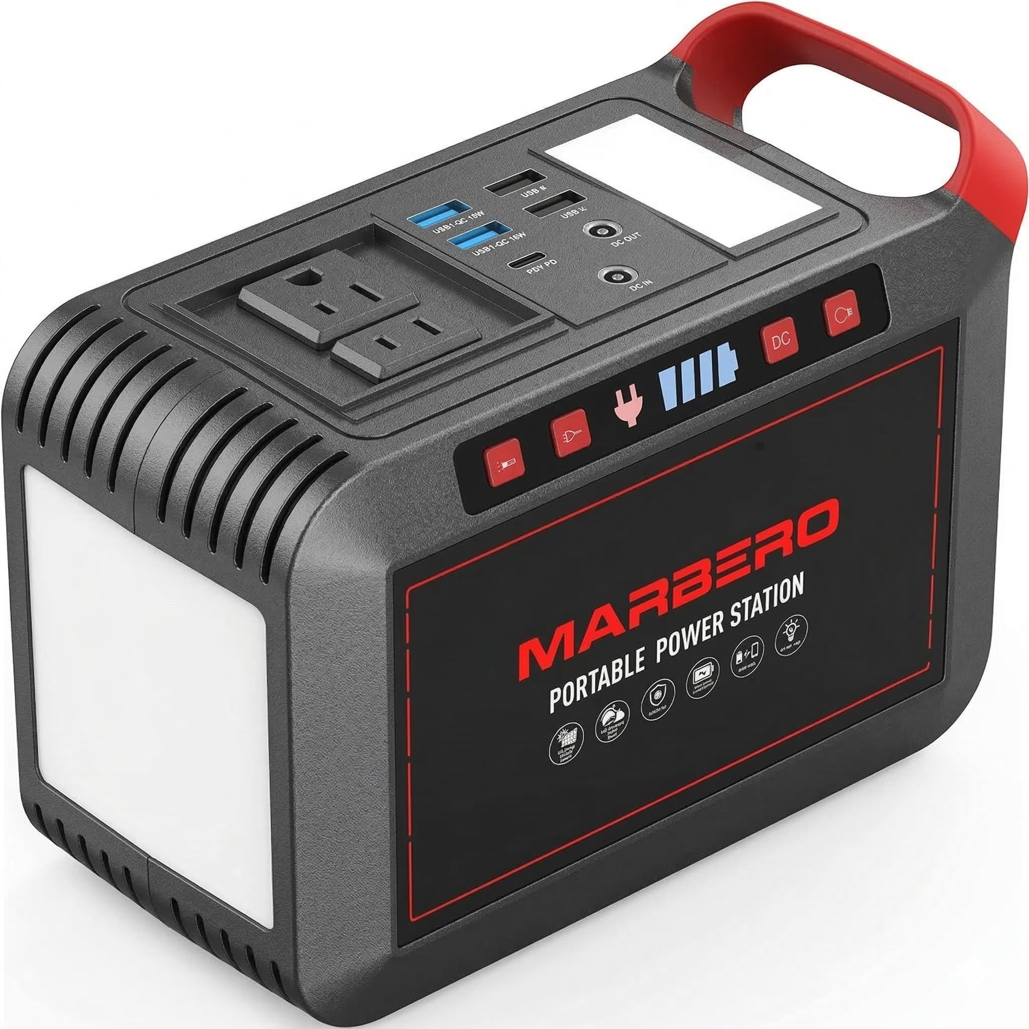 Portable Power Station 300W MARBERO 237Wh Camping Solar Generator Backup Lithium Battery with Pure Sine Wave 110V AC Outlet, USB C, USB A, DC for Outdoors Camping CPAP Home Blackout Emergency