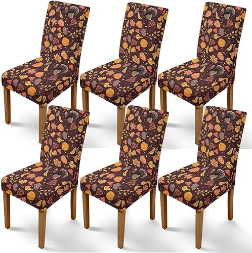 Miniatura 23 de Rnyleeg Fall Autumn Seat Covers for Dining Chairs Set of 2 Leaves Themed Stretch Dining Chair Covers Soft Comfy Chair Slipcovers for Kitchen Hoja de