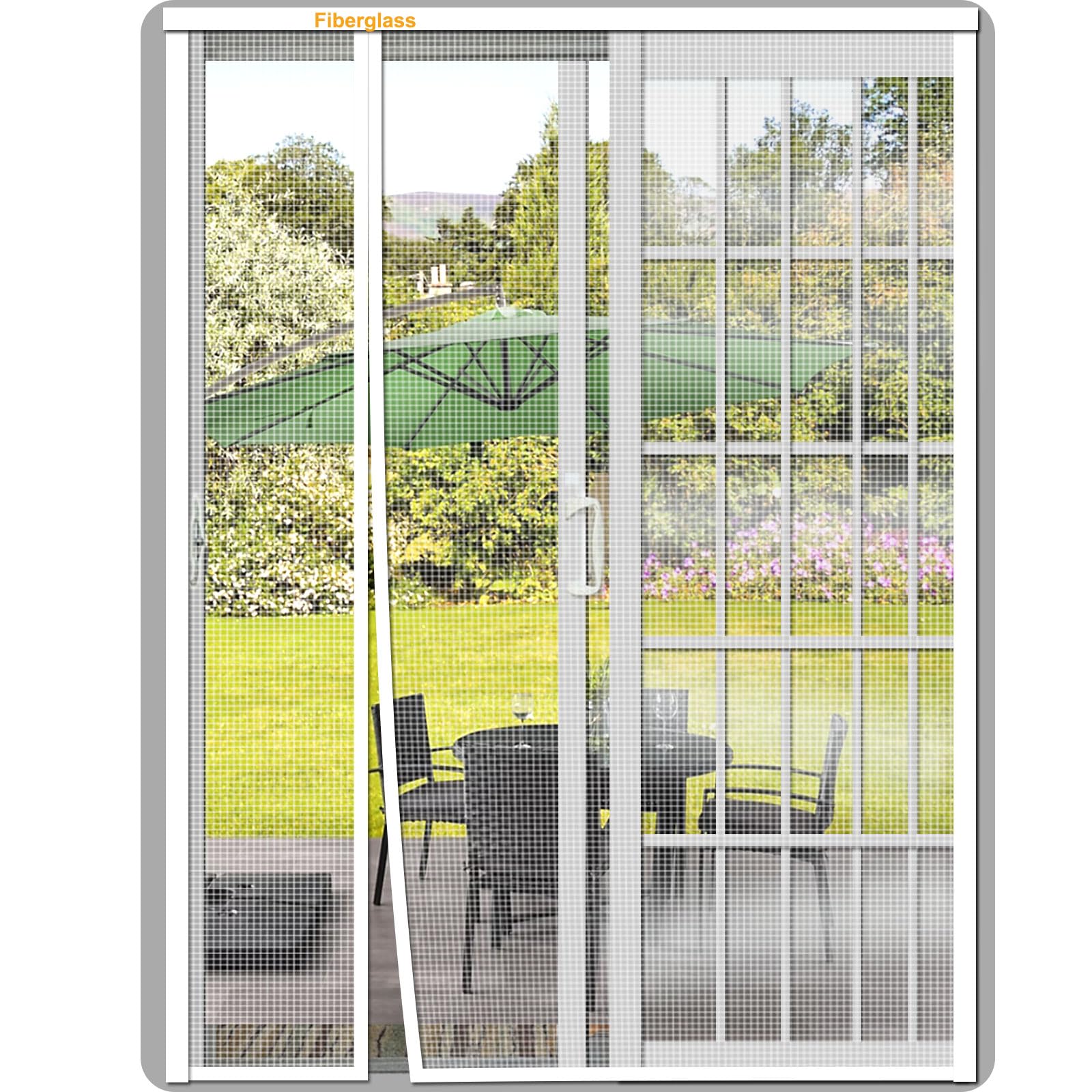 Risareyi Reversible Magnetic Fly Screens for Doors 285x210cm, White Fibreglass Mesh Mosquito Net, Keep Bugs Out, Side Opening Fly Screen Curtain for Patio Doors, Auto Closing